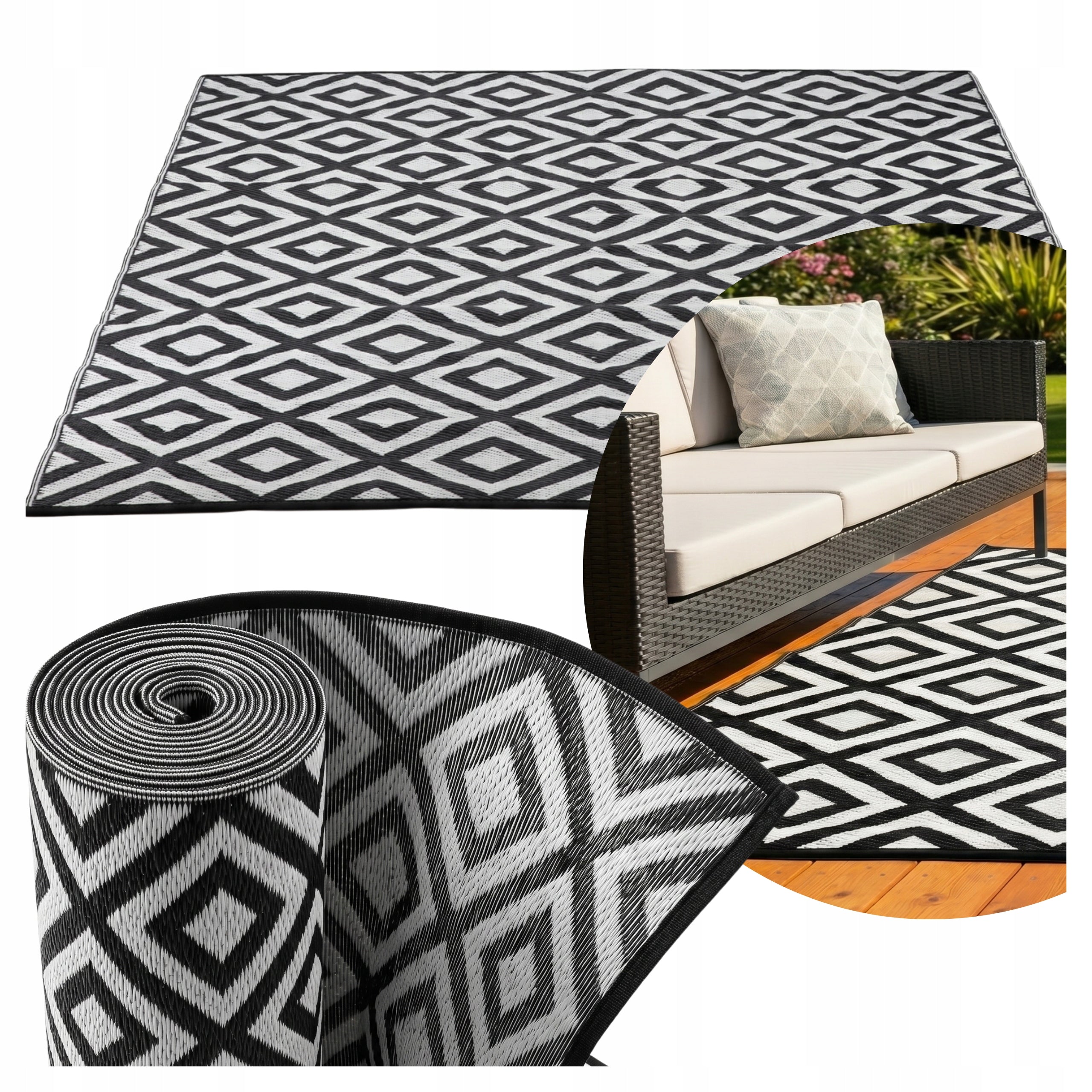 WATERPROOF LARGE OUTDOOR CARPET 180x240 cm TERRACE MAT COLOR SELECTION