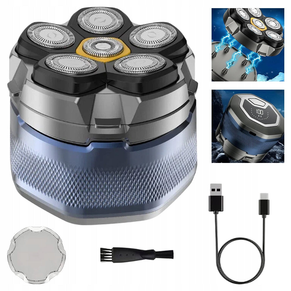 WATERPROOF MEN'S SHAVER FOR FACE AND HEAD MAGNETIC HEAD 6D