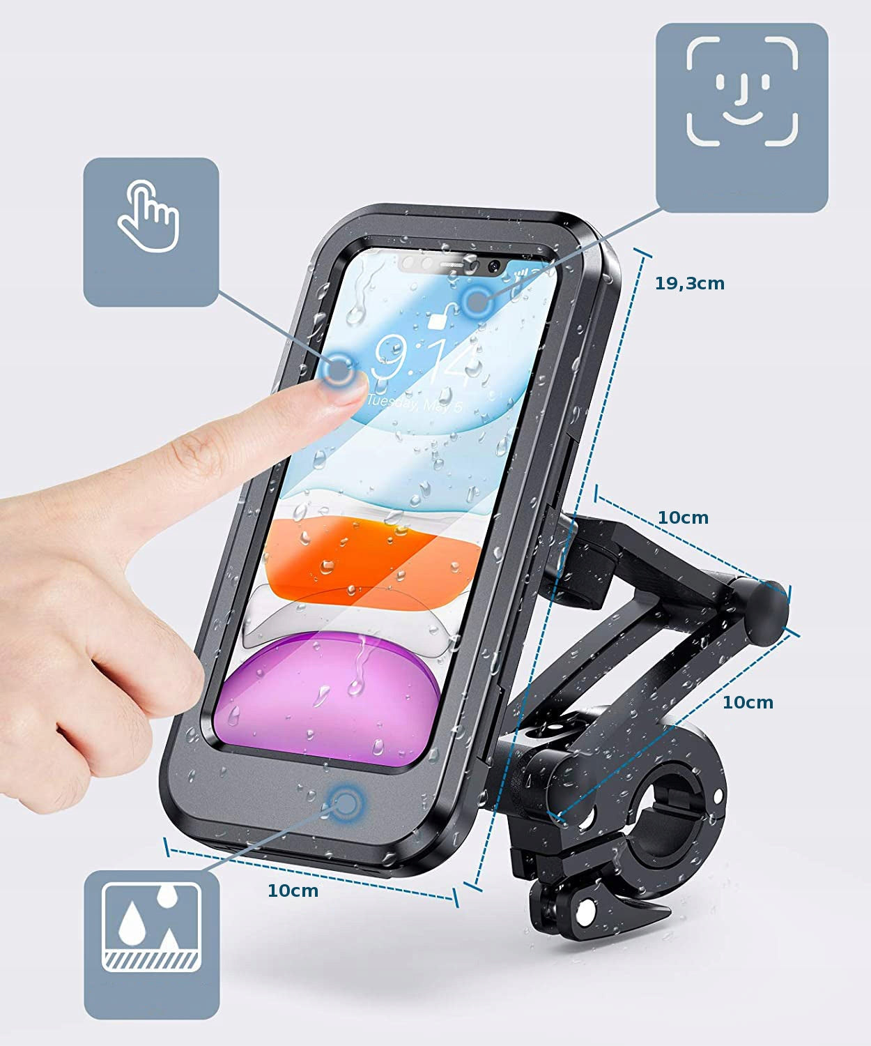 WATERPROOF MOTORCYCLE BIKE HOLDER FOR PHONE Koanni Model hol34