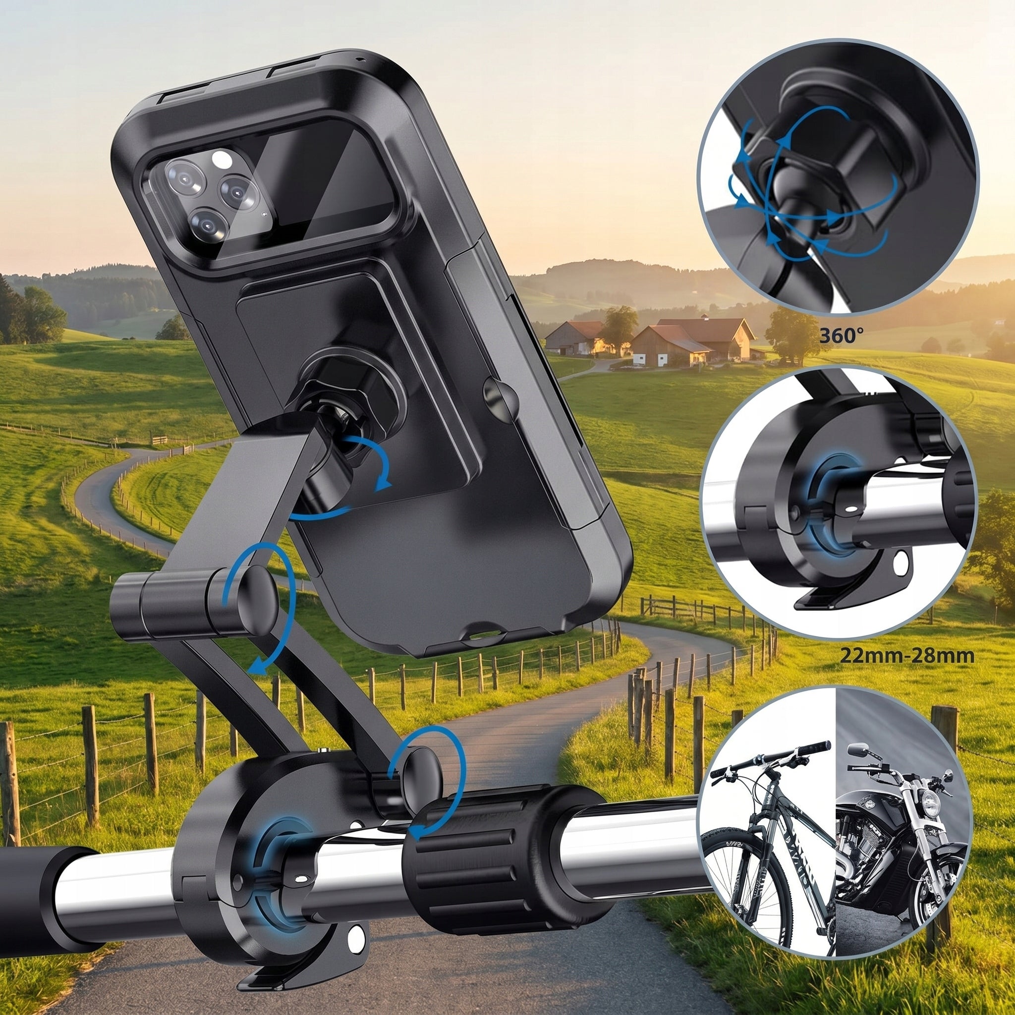WATERPROOF MOTORCYCLE BIKE PHONE HOLDER ADJUSTABLE WITH MAGNET Product weight with unit packaging 0.15 kg