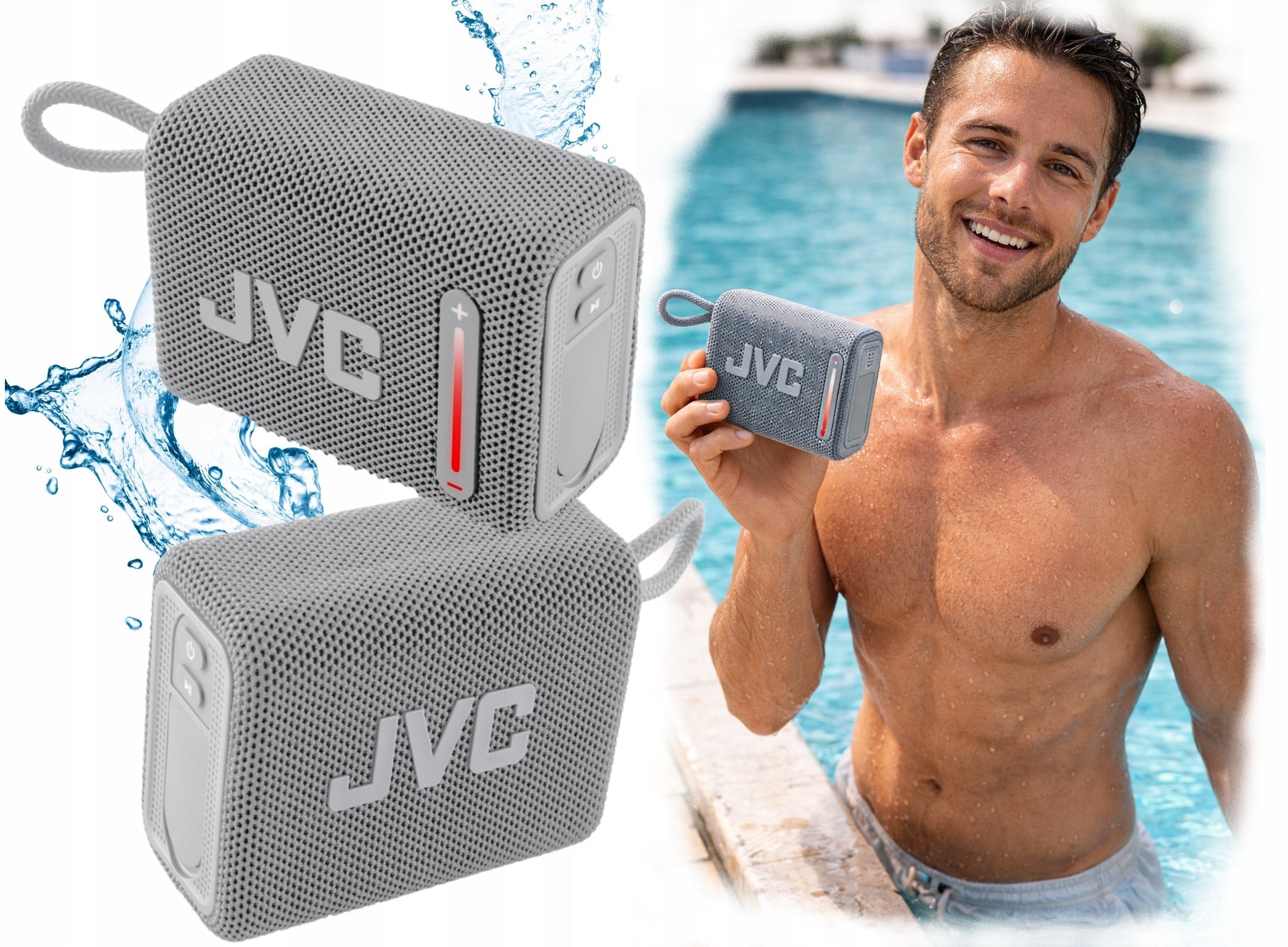 WATERPROOF PORTABLE SPEAKER JVC XS-E114G 5W BT Bluetooth MOBILE BT GREY
