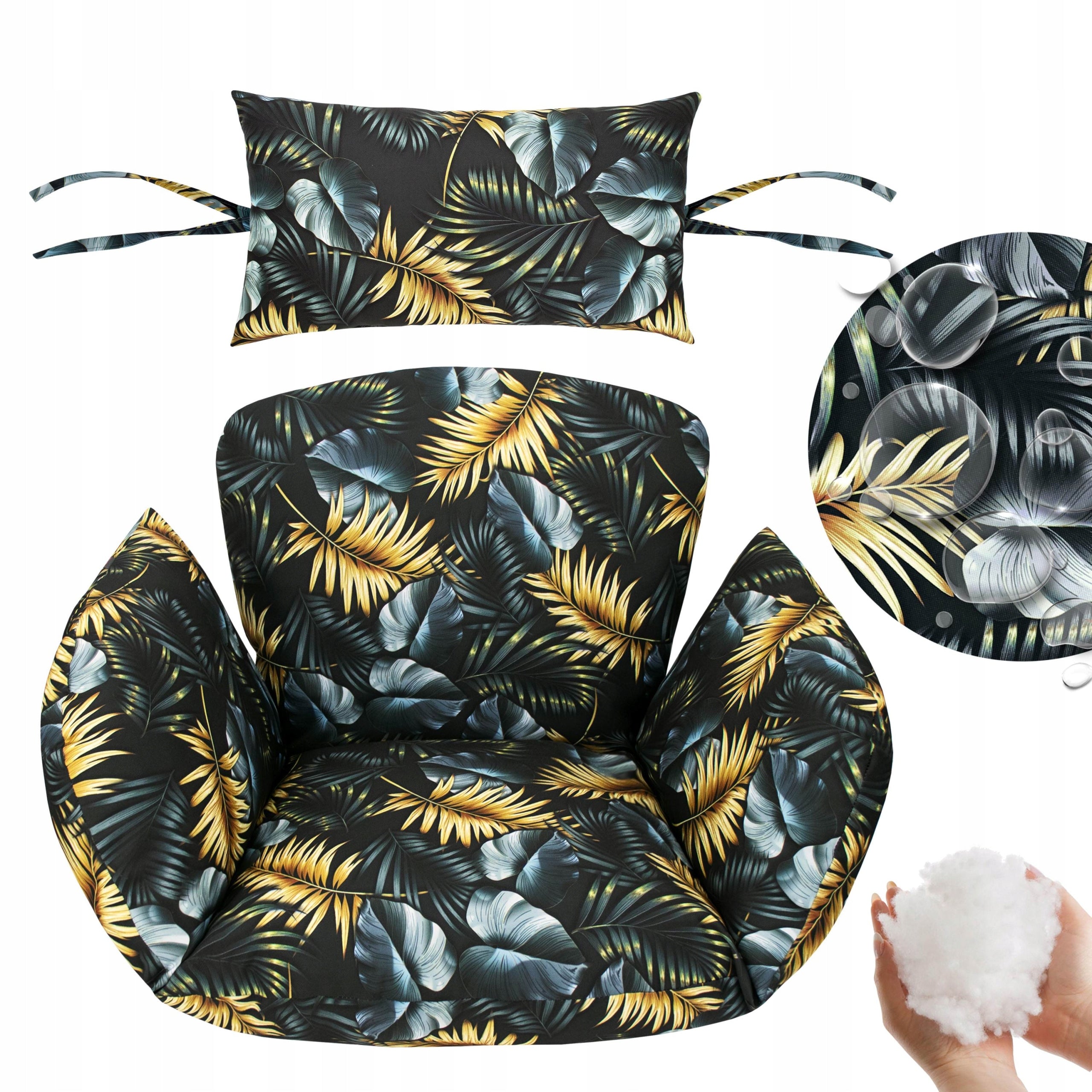 WATERPROOF SEAT CUSHION HANGING COCOON GARDEN SWING XXL HEADREST Pillow width 55 cm