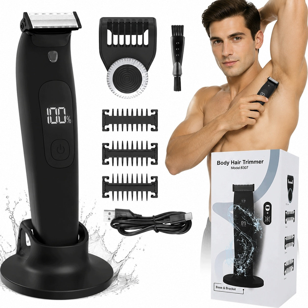 WATERPROOF SHAVER FOR BODY AND INTIMATE AREAS WITH LED
