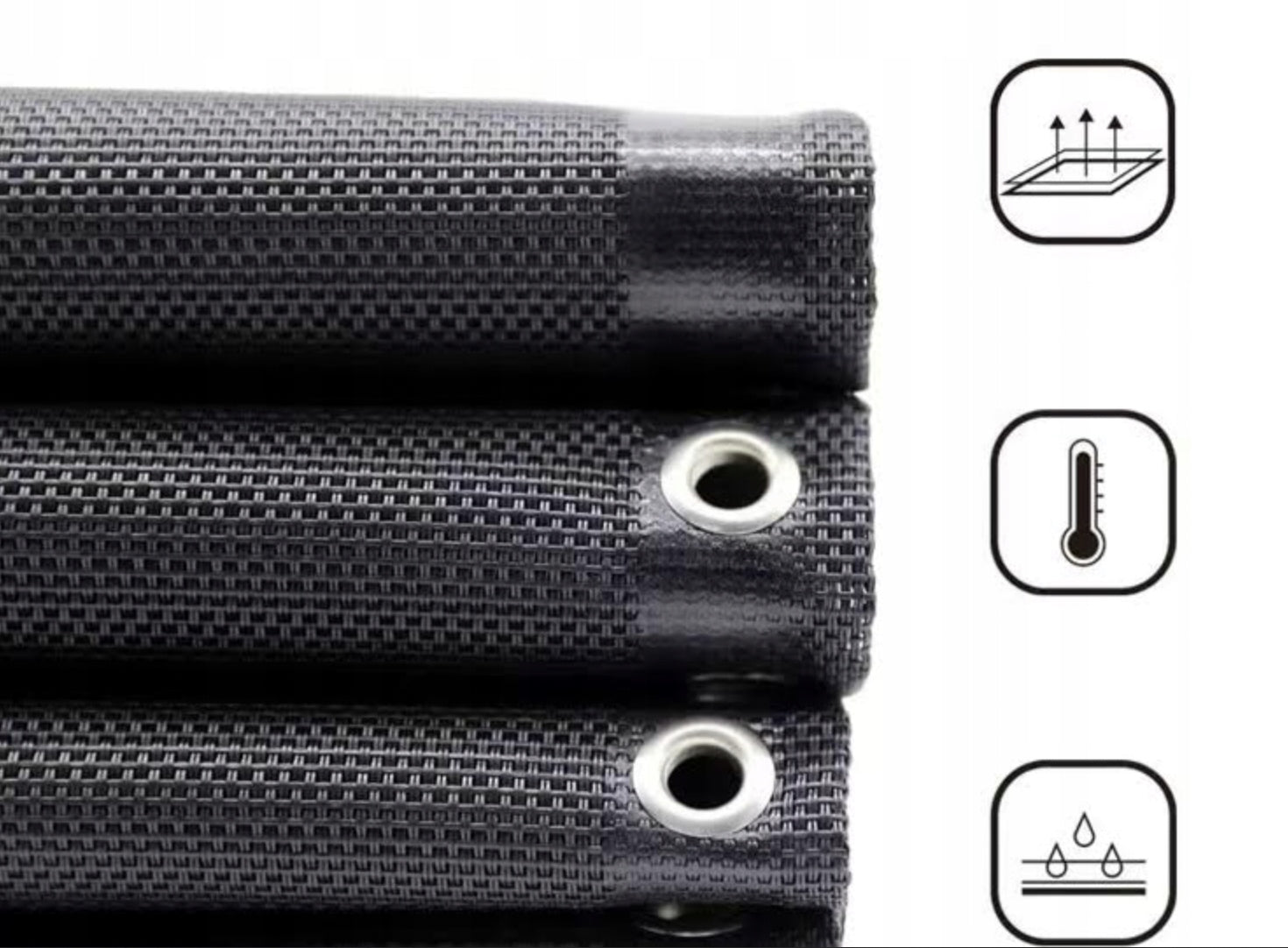 WATERPROOF UNIVERSAL REPLACEMENT MATERIAL FOR SUN LOUNGER BLACK 160x43 CM Product width 43 cm
