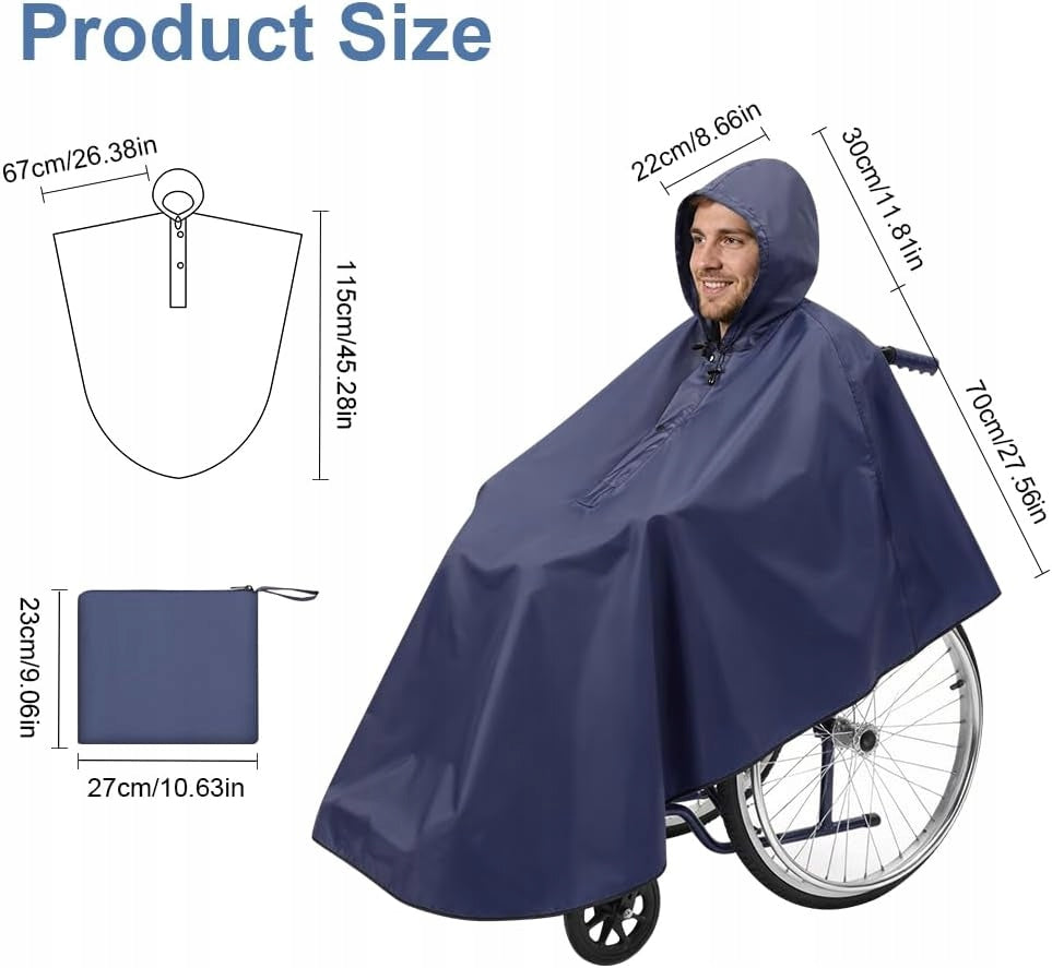WATERPROOF WHEELCHAIR PONCHO WITH HOOD UNIVERSAL Brand Vicloon