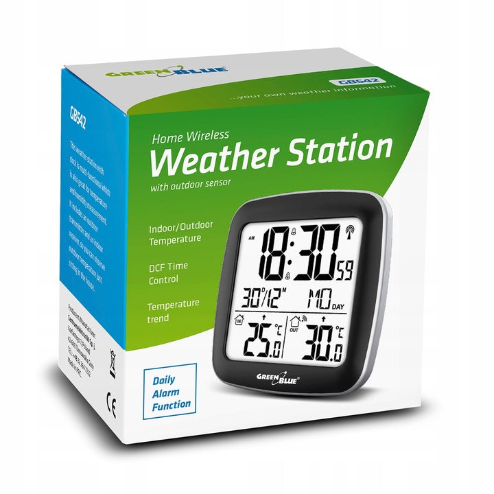 WEATHER STATION DCF WEATHER CLOCK THERMOMETER ALARM CLOCK Material synthetic material