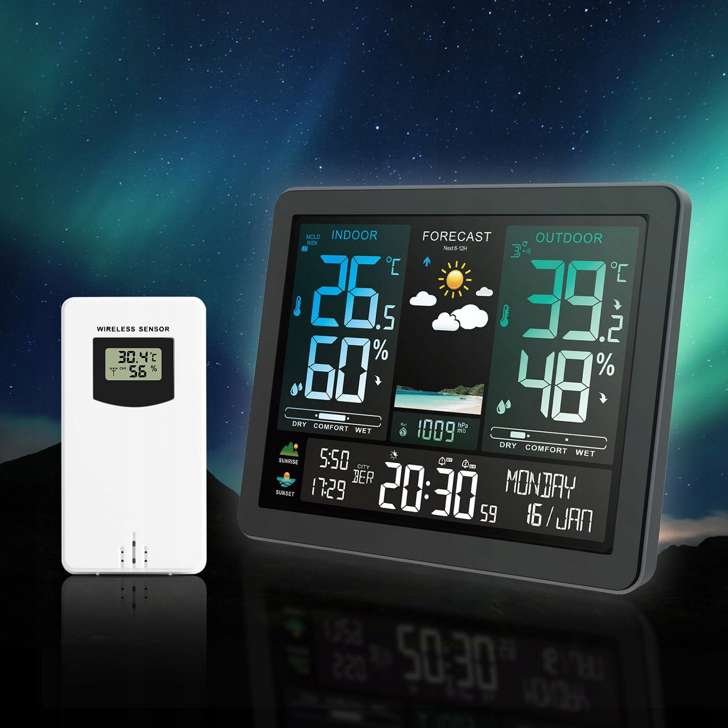 WEATHER STATION METEO THERMOMETER HYGROMETER CLOCK Brand no brand