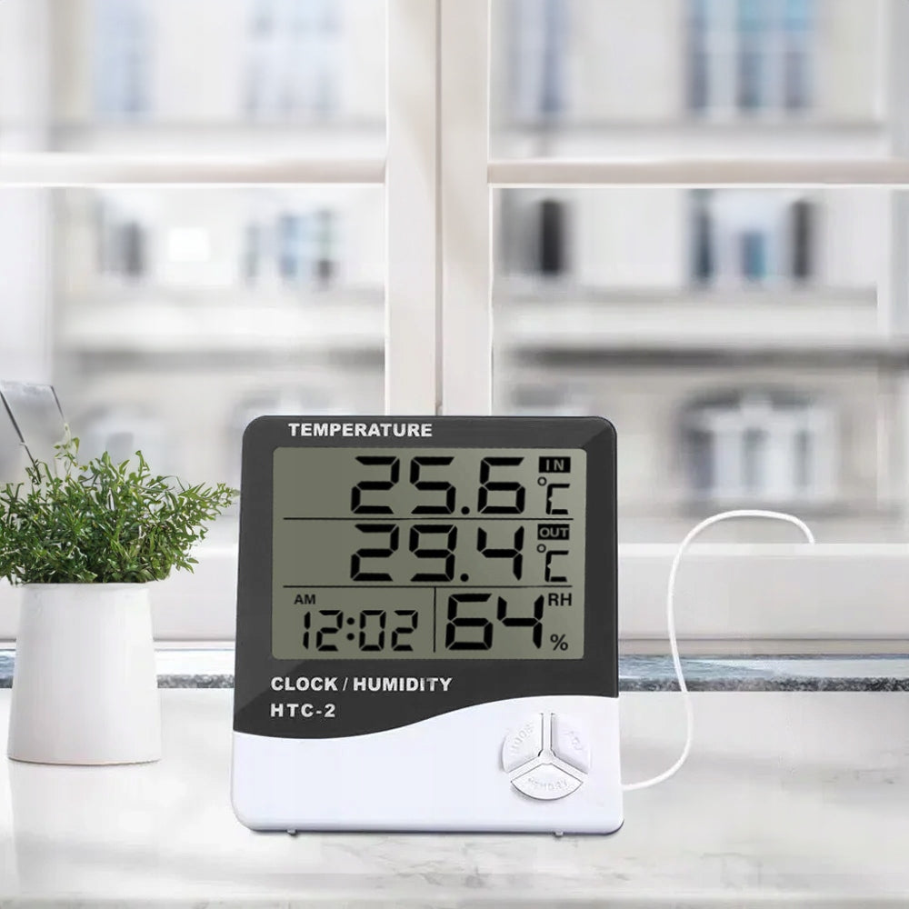 WEATHER STATION THERMOMETER HYGROMETER SENSOR PROBE CLOCK ALARM CLOCK METEO Material synthetic material