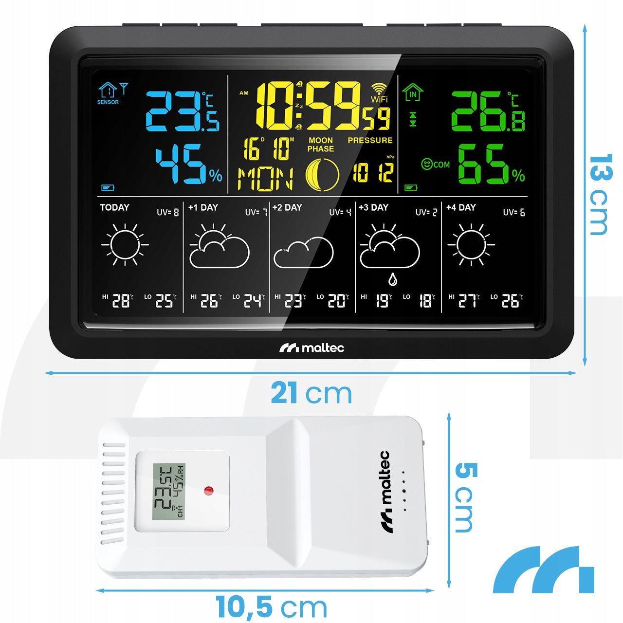 WEATHER STATION WIFI WIRELESS THERMOMETER BAROMETER APPLICATION SENSOR Manufacturer code Stacja Pogody Bezprzewodowa WiFi 114132