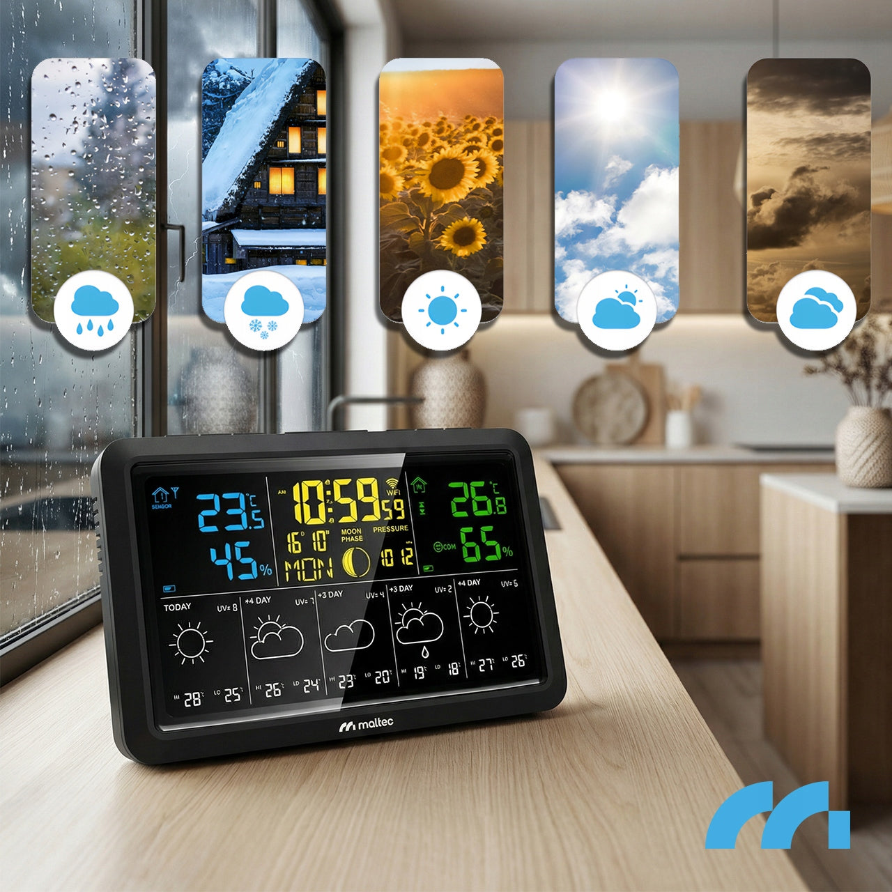 WEATHER STATION WIFI WIRELESS THERMOMETER BAROMETER APPLICATION SENSOR Packaging status original