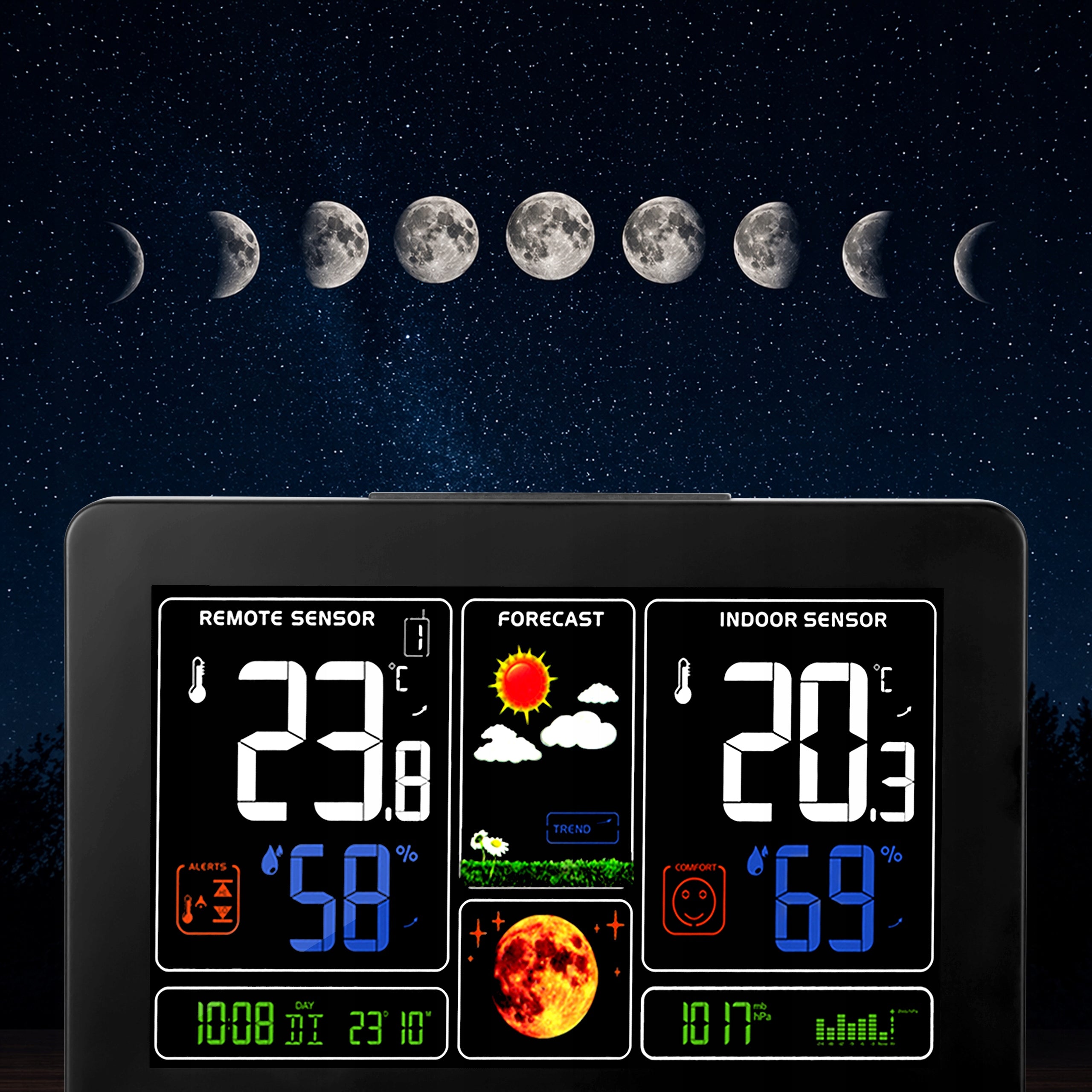 WEATHER STATION WIRELESS WEATHER METEO THERMOMETER HYGROMETER BAROMETER LED Material synthetic material