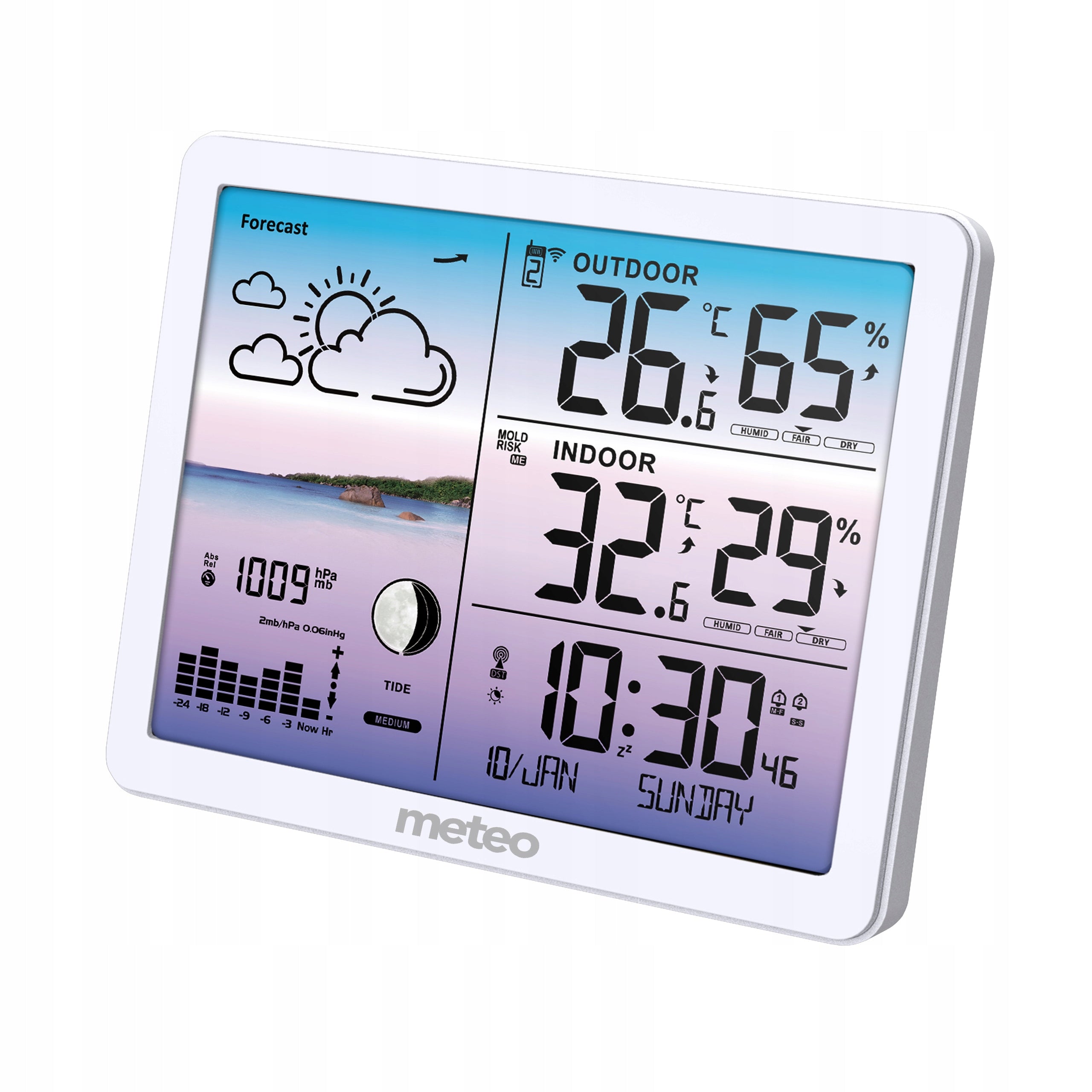 WEATHER STATION WITH DCF METEO SP107B WEATHER Color white