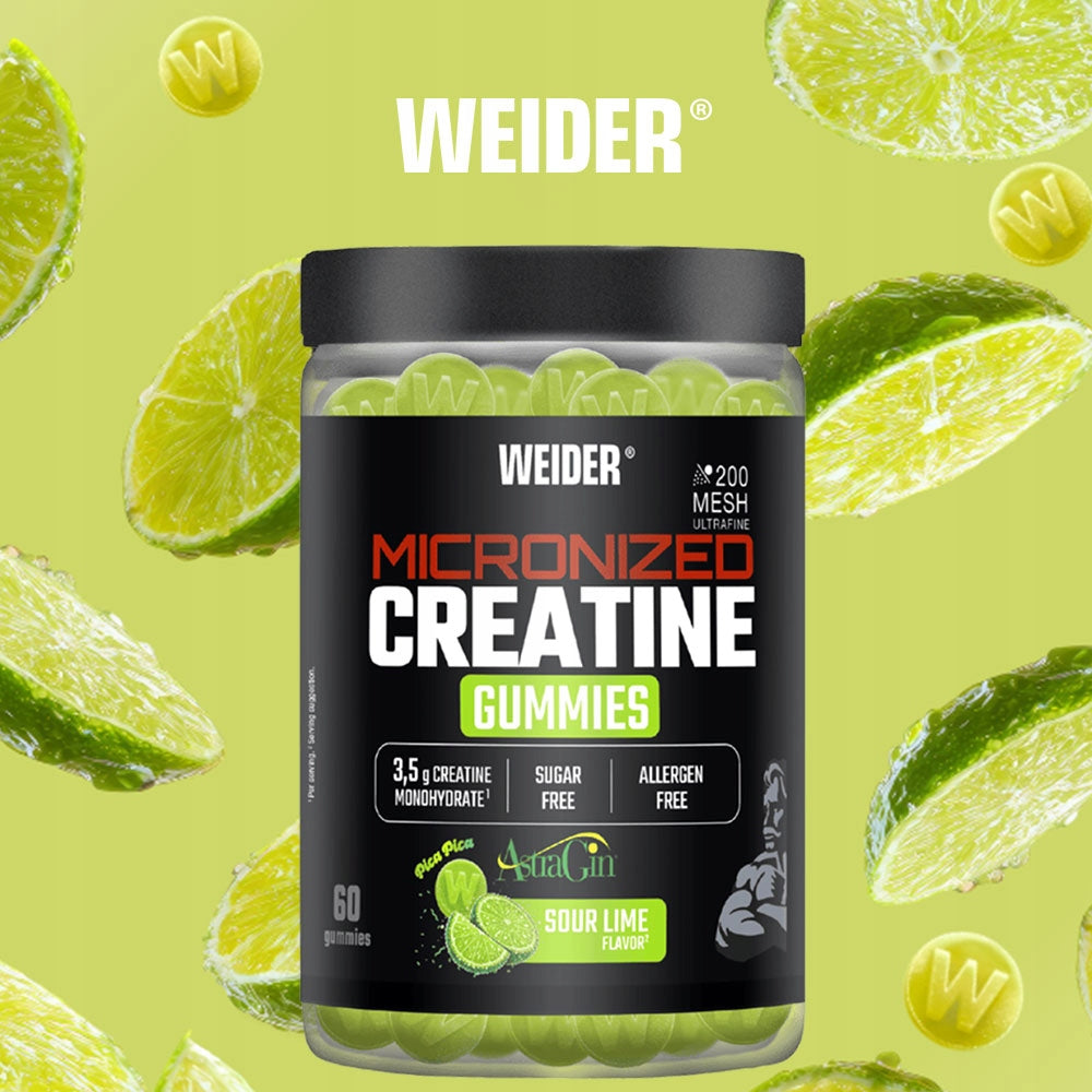 WEIDER CREATINE GUMMIES 60 PCS CREATINE GUMMIES MONOHYDRATE MICRONIZED LIME Packaging status original