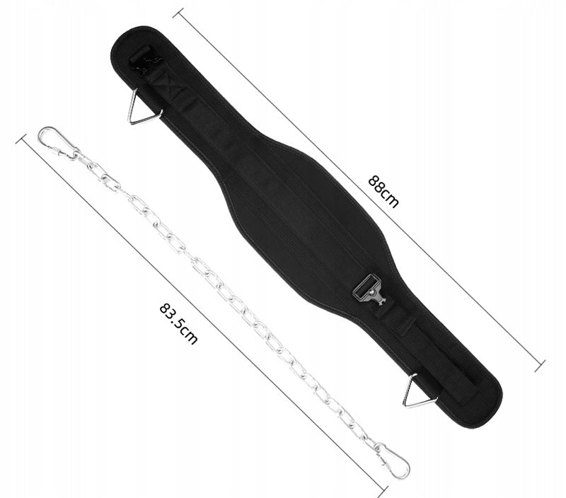 WEIGHT BELT WITH BUCKLE AND BODYBUILDING CHAIN - DIP BELT Dominant material neoprene