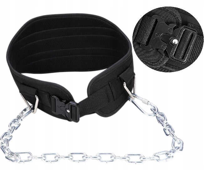 WEIGHT BELT WITH BUCKLE AND BODYBUILDING CHAIN - DIP BELT