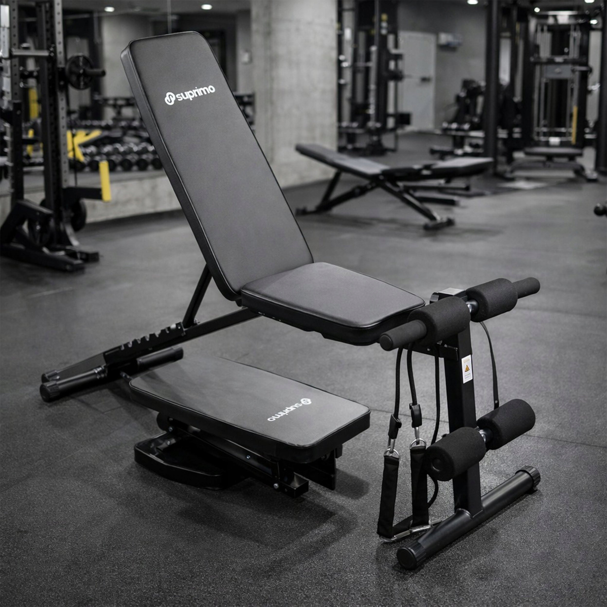 WEIGHT BENCH ADJUSTABLE FOLDING EXPANDERS BENCH FOR EXERCISING AT HOME Manufacturer code Ławka treningowa do ćwiczeń z ekspanderami