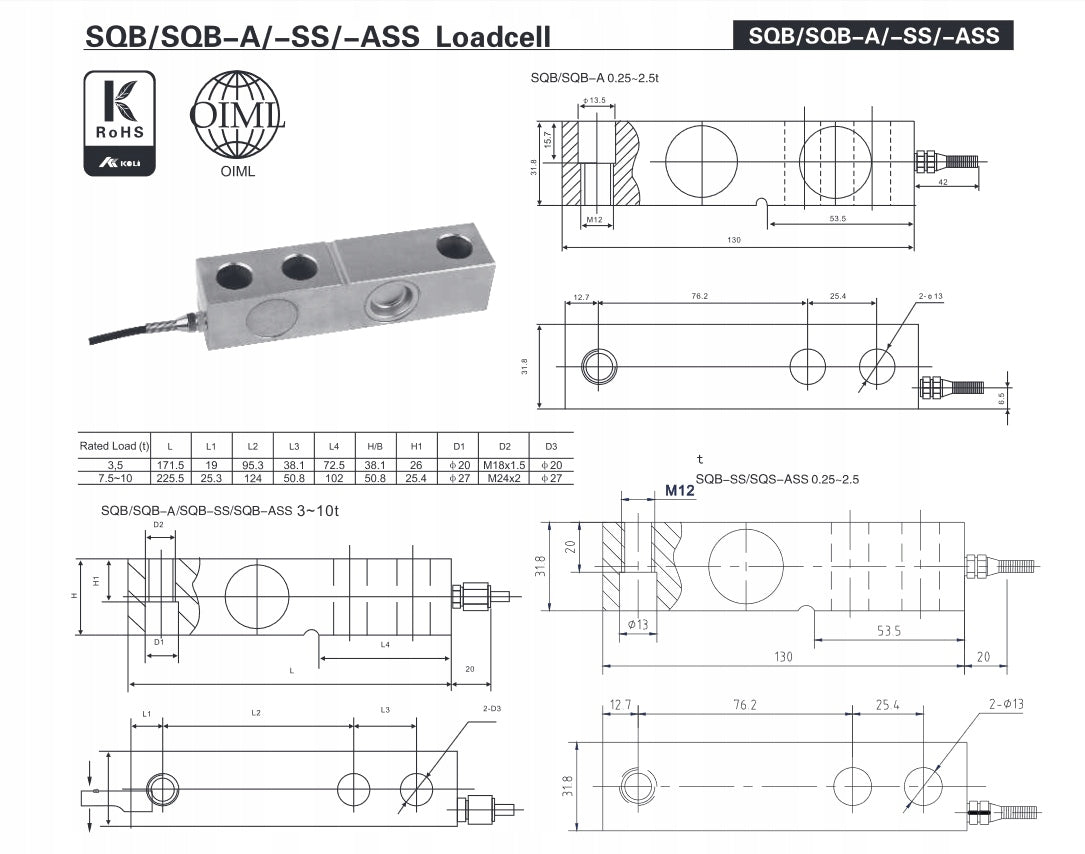 WEIGHT STRAIN GAUGE SENSOR FOR WEIGHT SQB-A 2T Brand no brand