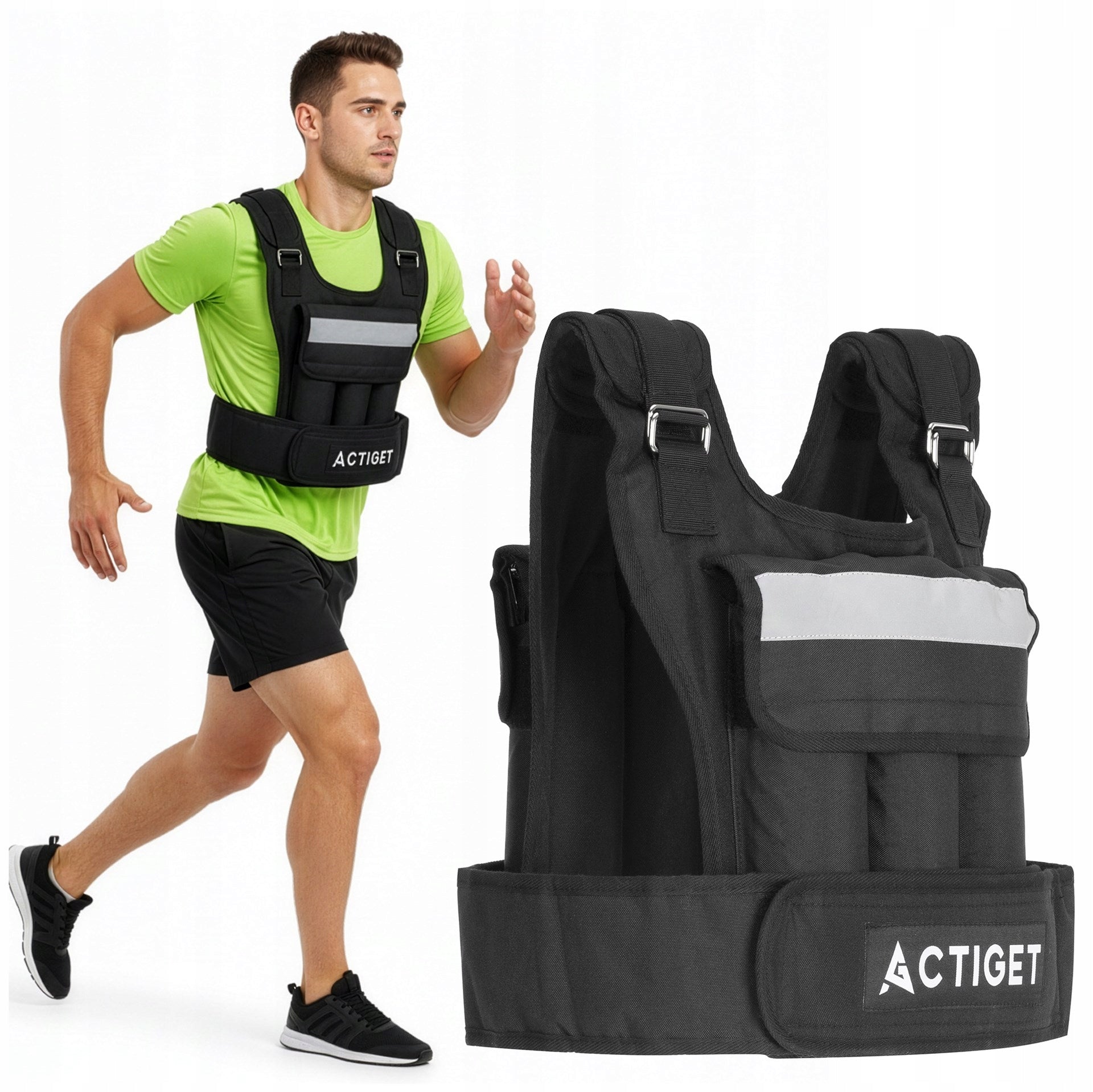 WEIGHTED VEST 20kg ADJUSTABLE TRAINING FOR WEIGHTED EXERCISES Brand ACTIGET