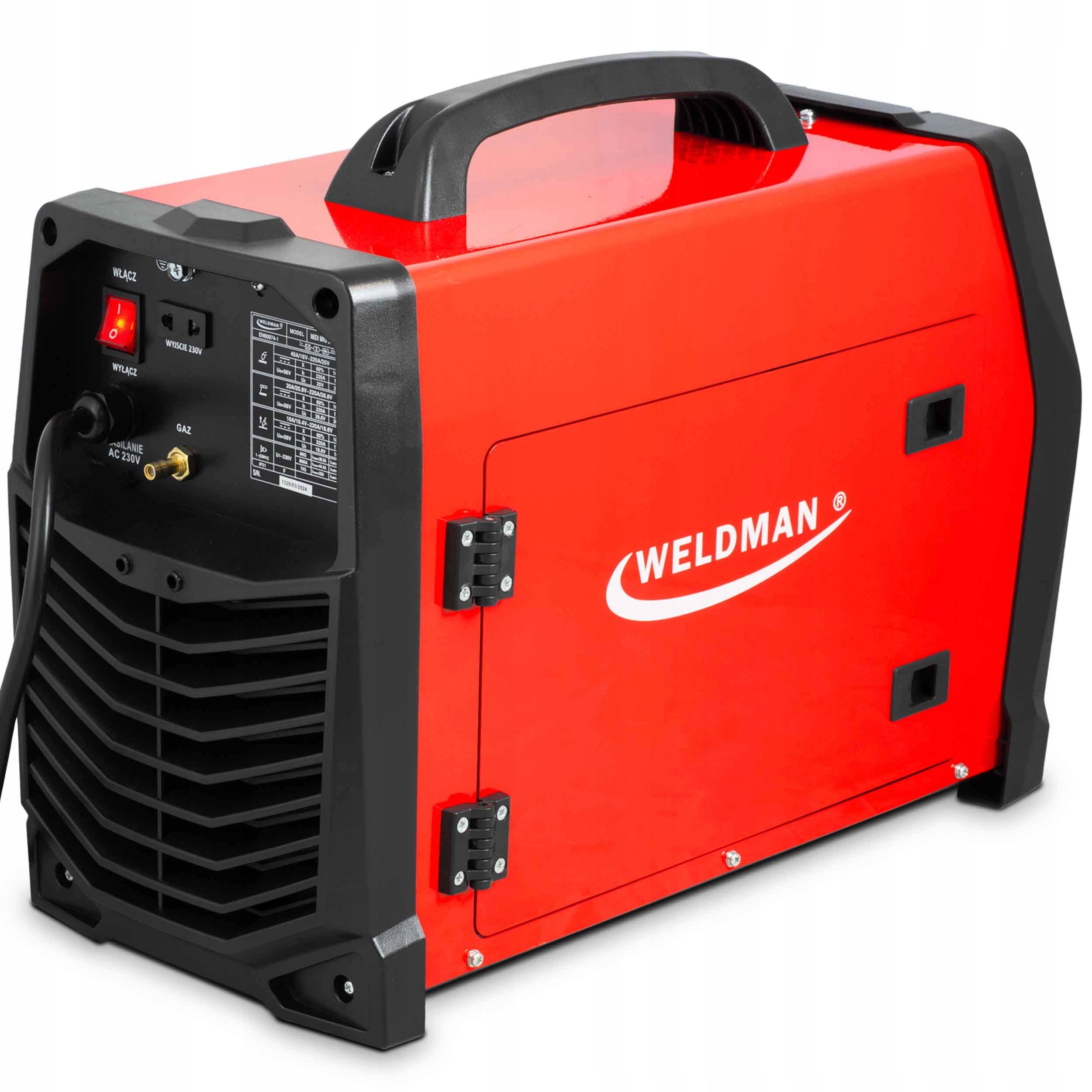 WELDER MIGOMAT MIG MAG Synergy WELDMAN MIDI MIG 222 IGBT FLUX 220A 230V Maximum electrode diameter 4 mm