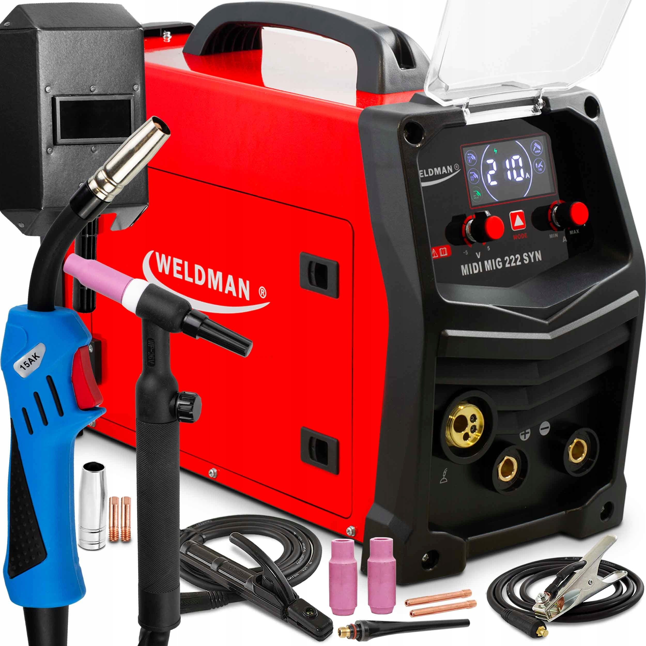 WELDER MIGOMAT MIG MAG Synergy WELDMAN MIDI MIG 222 IGBT FLUX 220A 230V