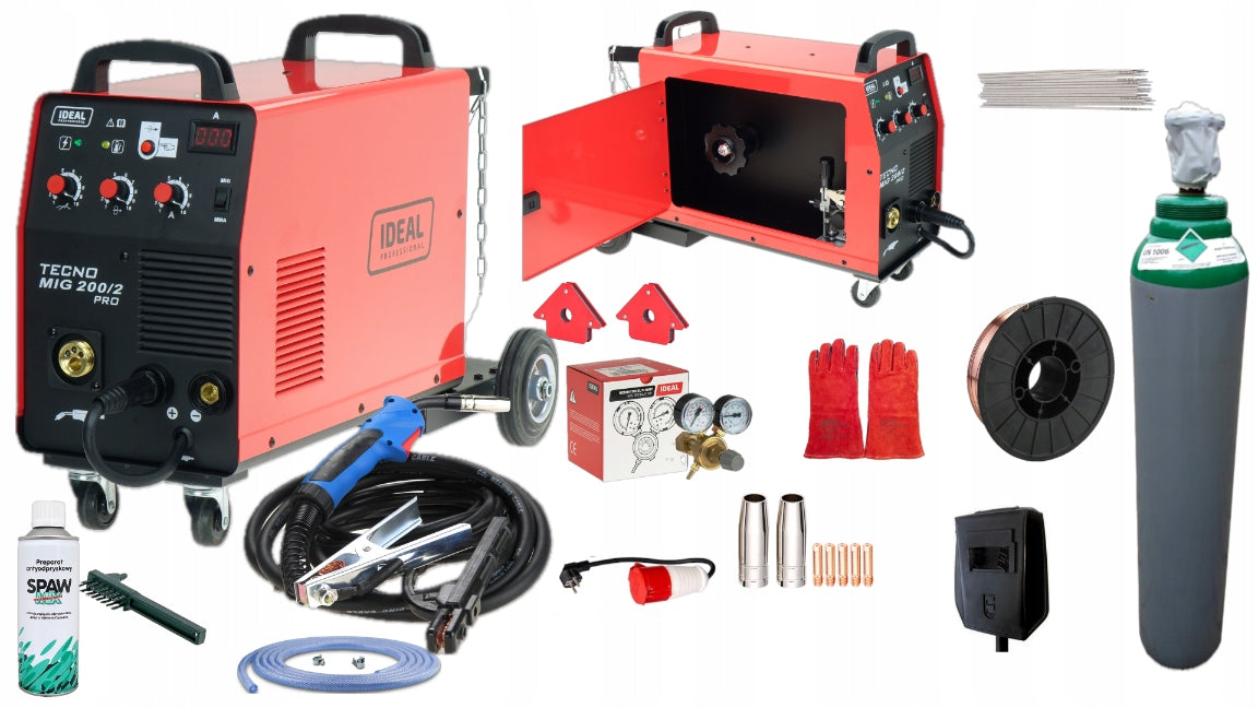 WELDER Migomat Ideal Tecnomig 200/2 PRO IGBT MMA 230/400V Cylinder Set