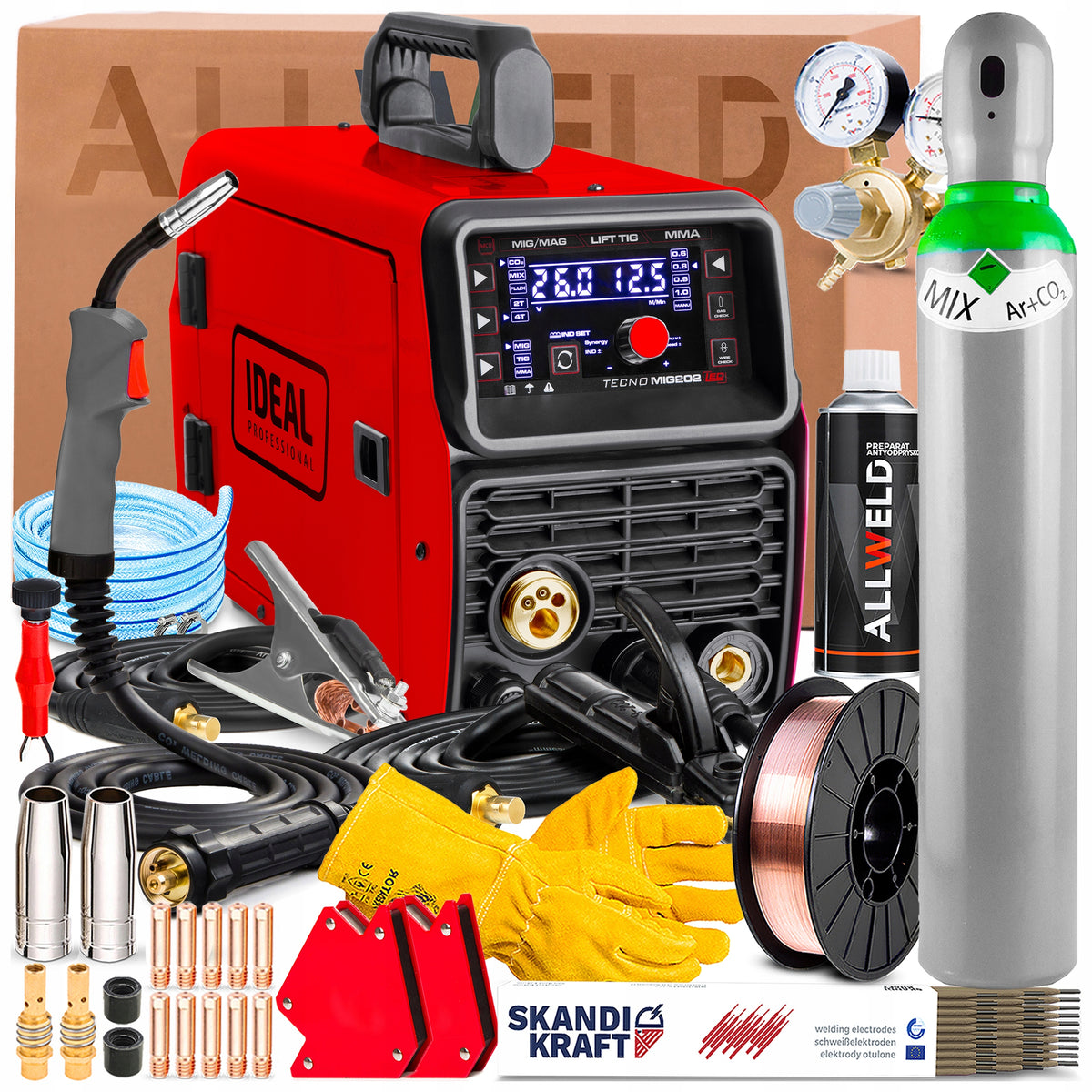 WELDING MACHINE 3IN1 IDEAL TECNO MIG 202 TIG LIFT SYNERGY SOLDERING 230V 200A