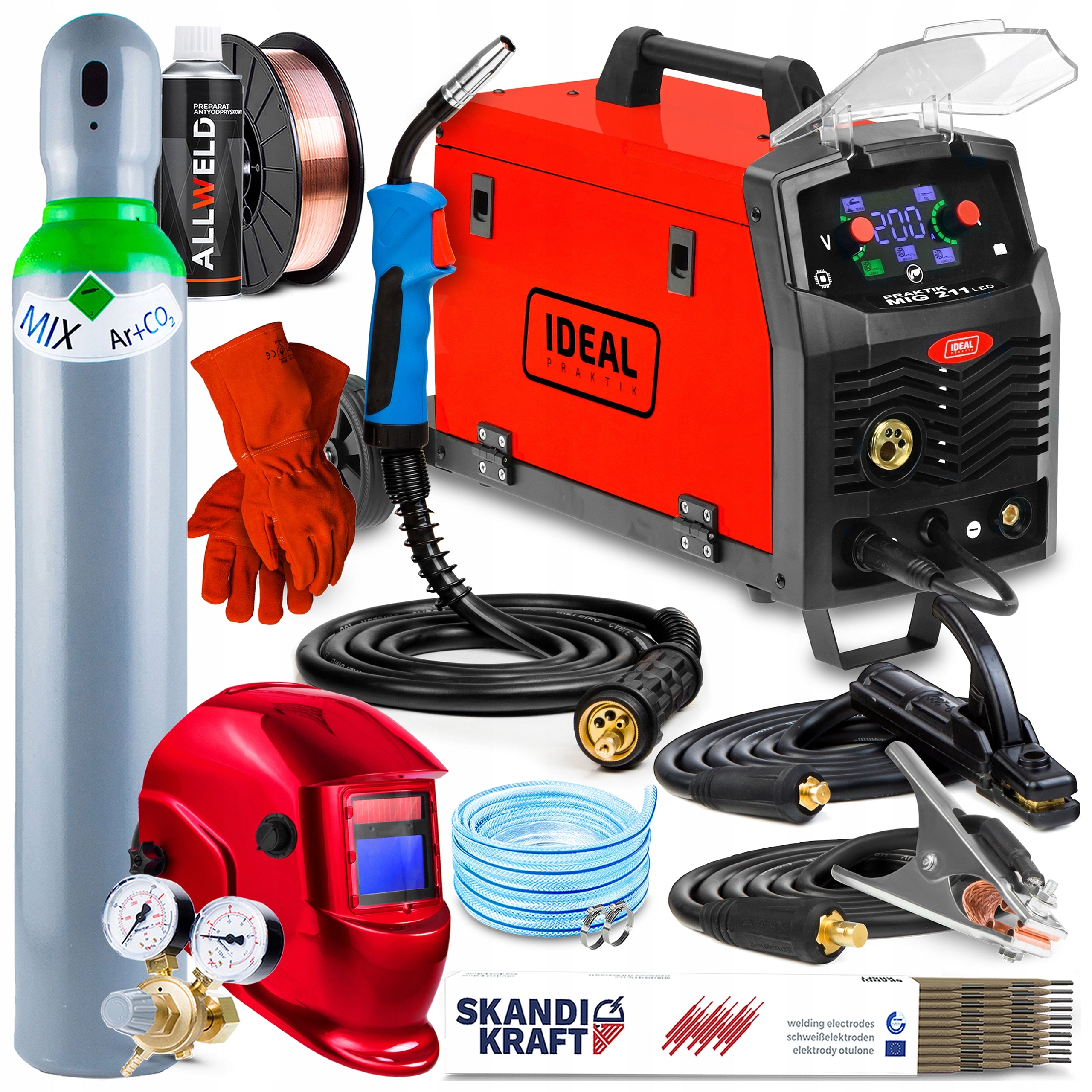 WELDING MACHINE INVERTER IDEAL PRAKTIK MIG 211 SYNERGY LED MMA TIG 200A ALUMINUM