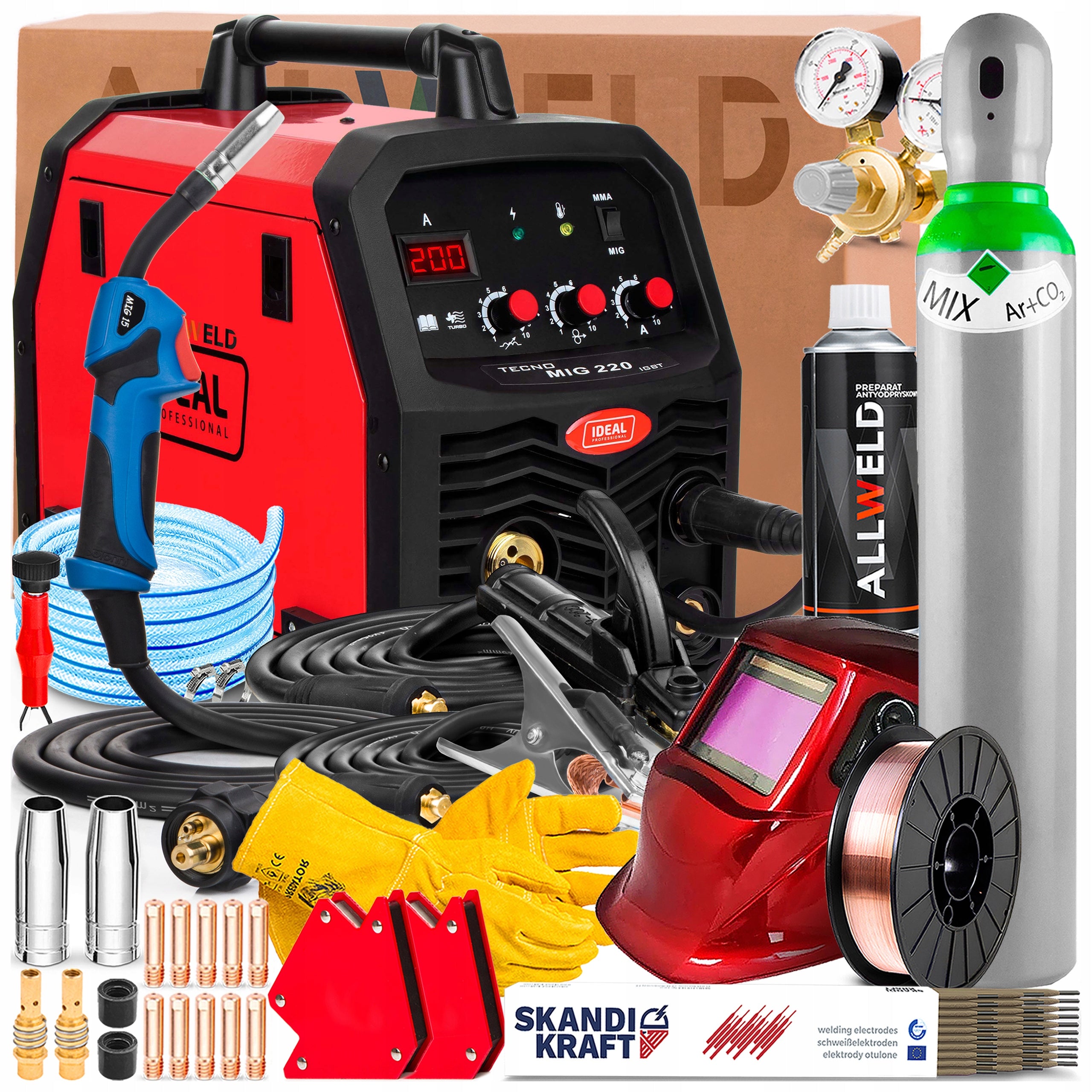 WELDING MACHINE INVERTER IDEAL TECNO MIG 220 SOLDERING 230V 220A MMA FLUX