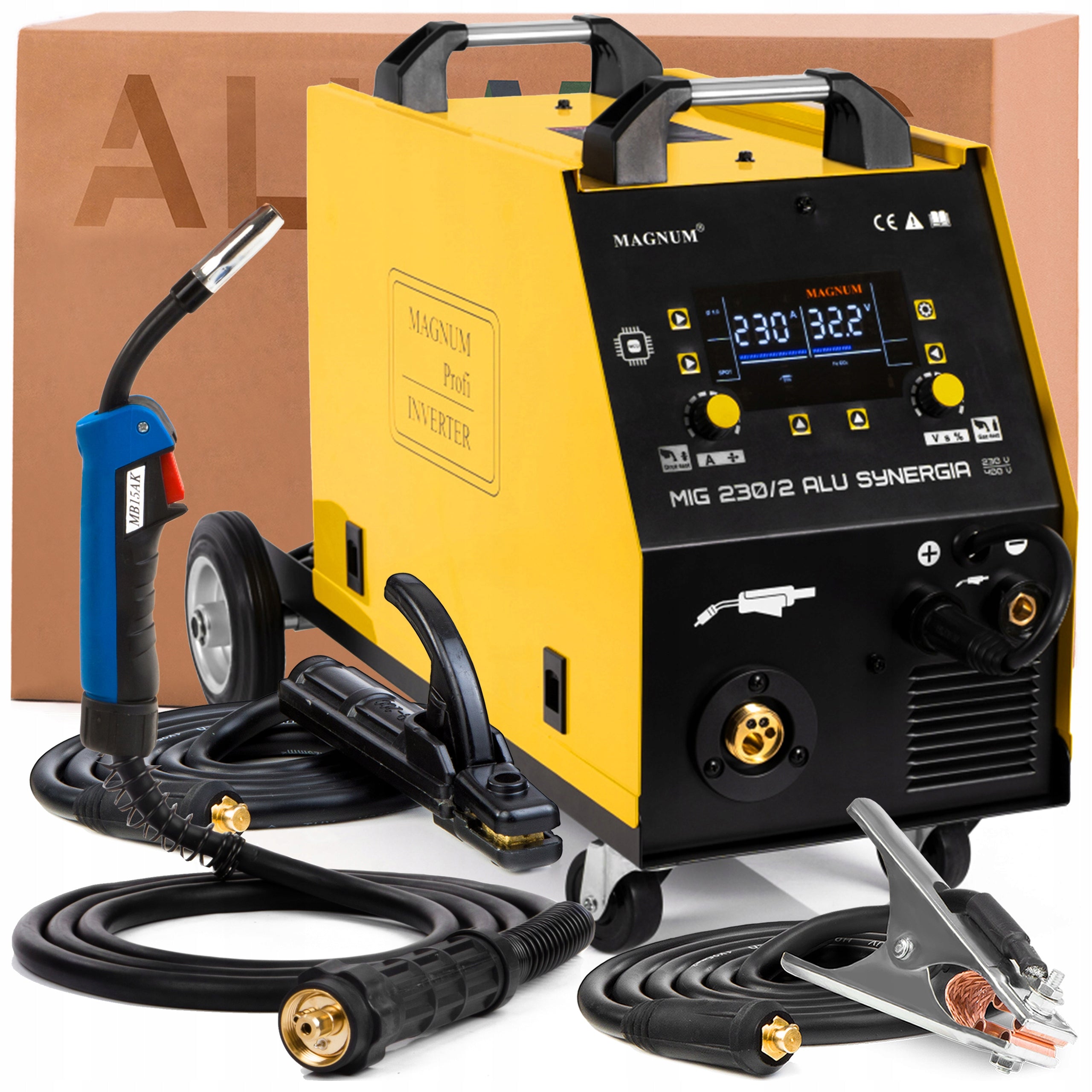 WELDING MACHINE MAGNUM MIG 230/2 ALU SYNERGY 230V 400V TIG DC LIFT MMA SPOT 4R Packaging status original