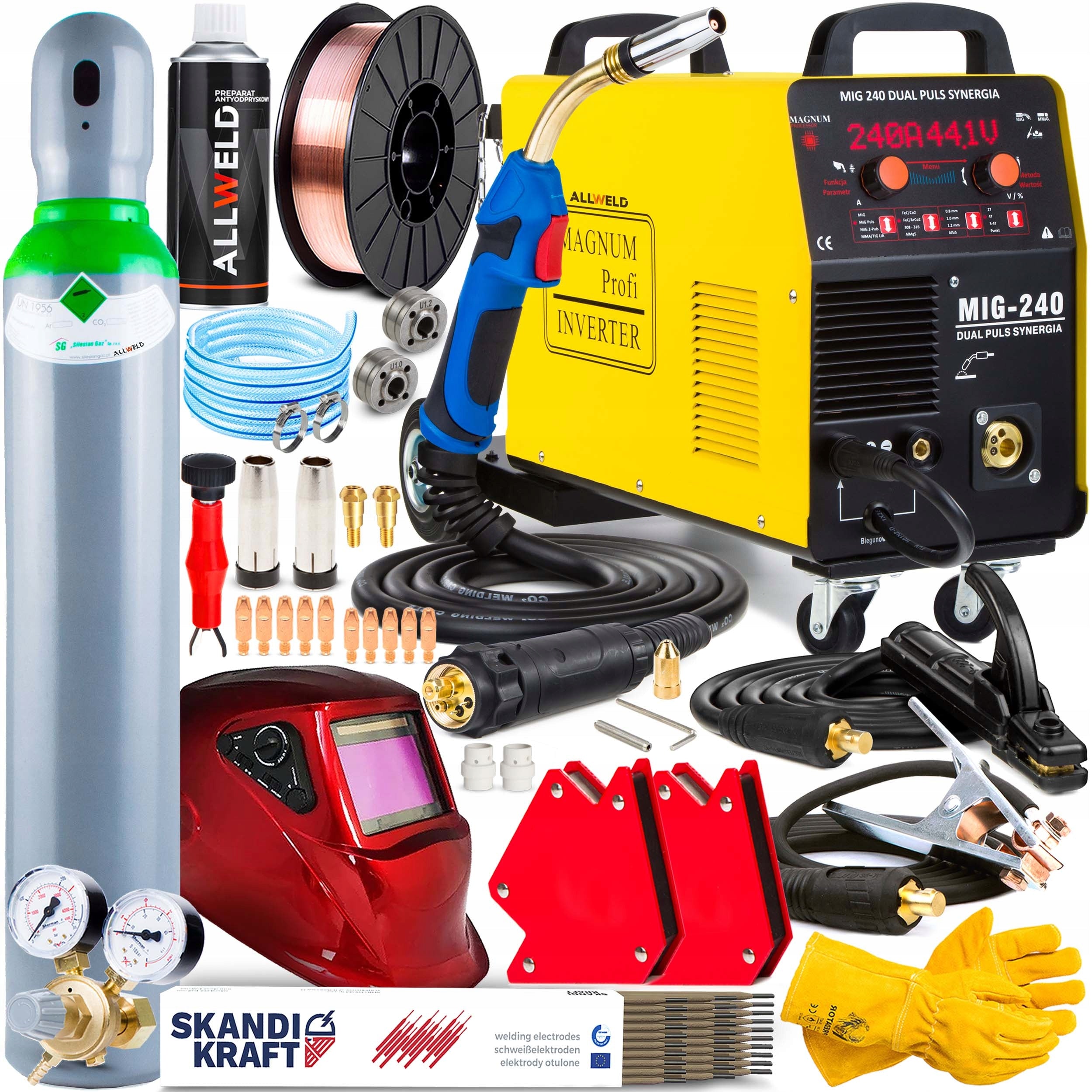 WELDING MACHINE MIGOMAT MAGNUM MIG 240 PULSE MMA TIG ALU SYN 4X4 SYNERGY IGBT 3IN1