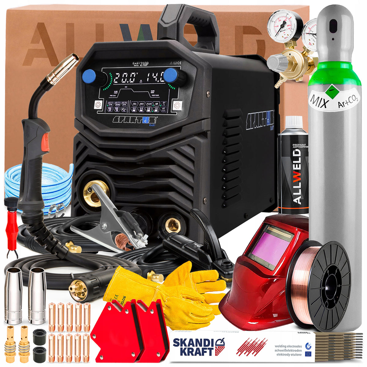 WELDING MACHINE SPARTUS EASYMIG 210 PULSE 230V 200A SYNERGY MMA TIG 2-ROLL