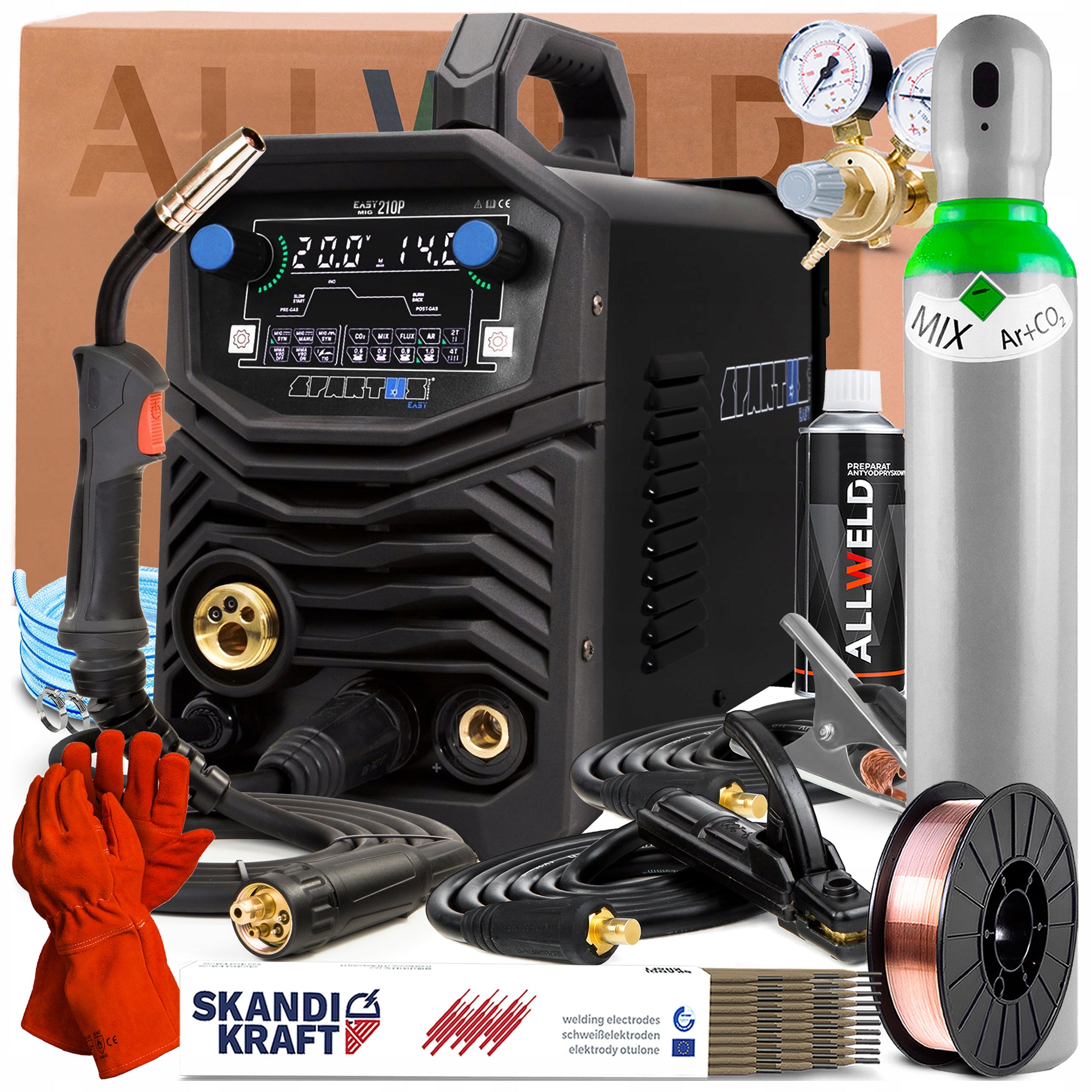 WELDING MACHINE SPARTUS EASYMIG 210 PULSE 230V 200A SYNERGY TIG LIFT 2-ROLL