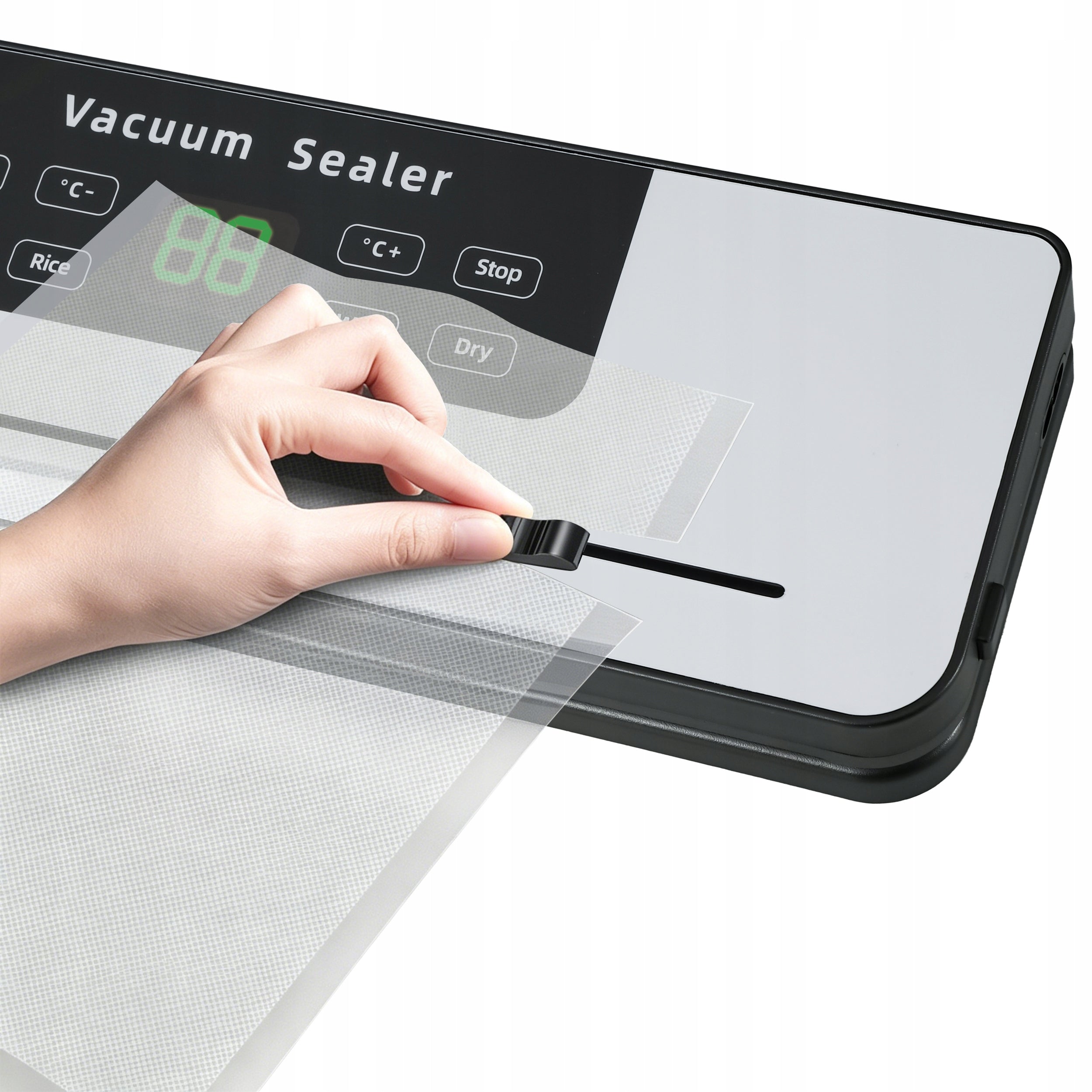 WELDING MACHINE VACUUM PACKAGING MACHINE FOR FOOD UV FILM KNIFE + 50 BAGS Model ZKDBJ-Sliver-819-EU