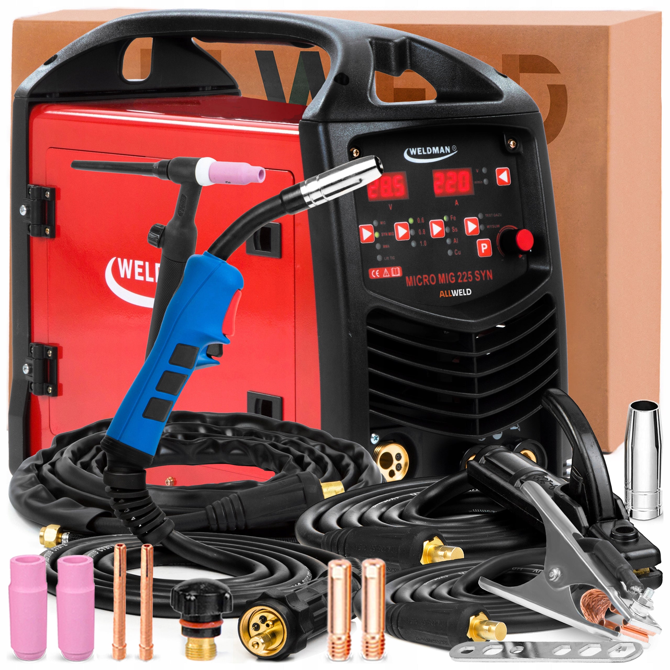 WELDING MACHINE WELDMAN MICRO MIG 225 SYN 230V 220A MMA TIG SYNERGY SOLDERING