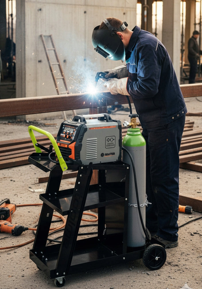 WELDING TROLLEY FOR WELDING MACHINES with shelf for cylinders on wheels TOOLME TM210 PRO Packaging status original