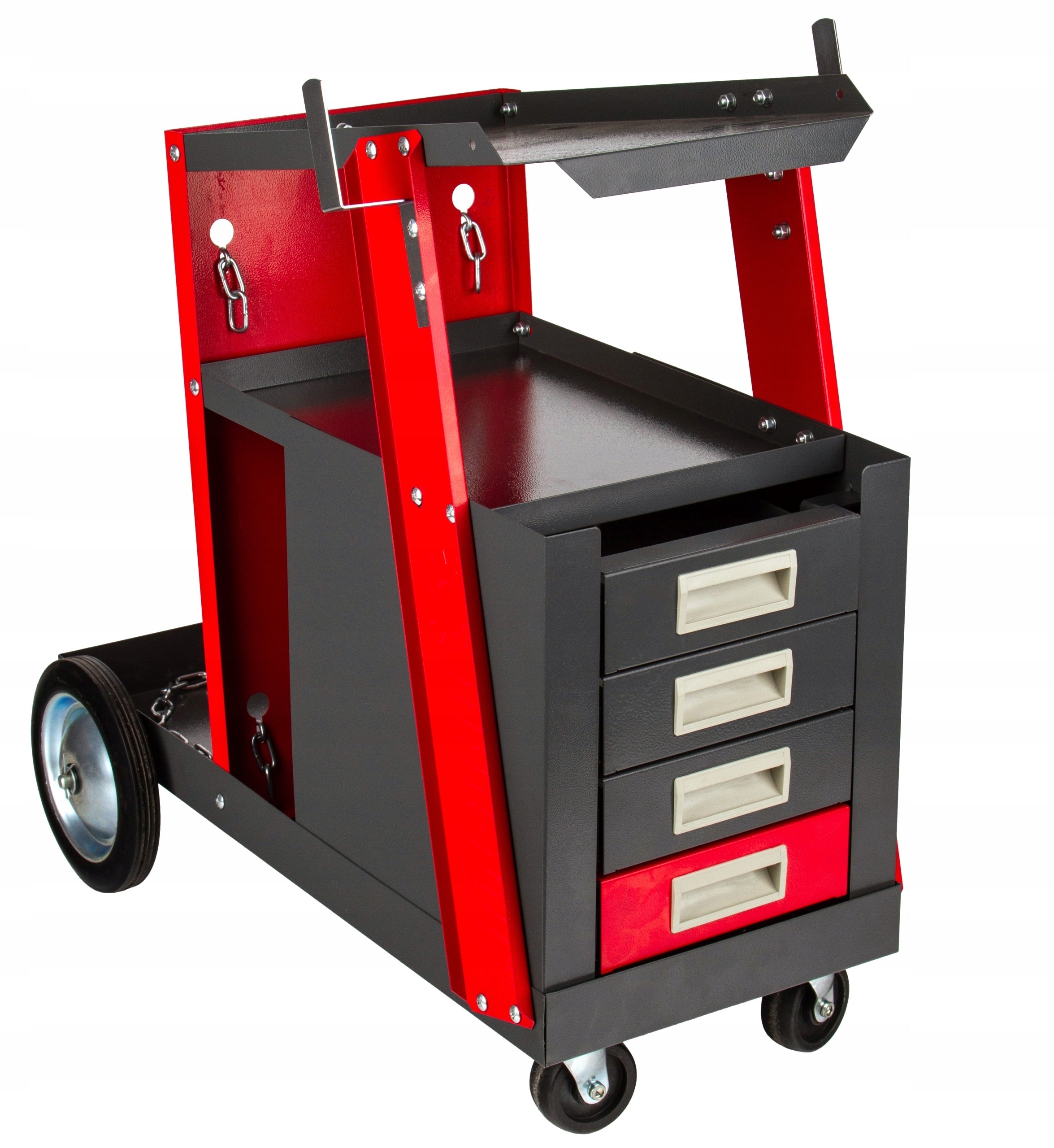 WELDING TROLLEY WITH 4 FOUR DRAWERS FOR WELDING MACHINES + CYLINDER SHELF Manufacturer code M66612
