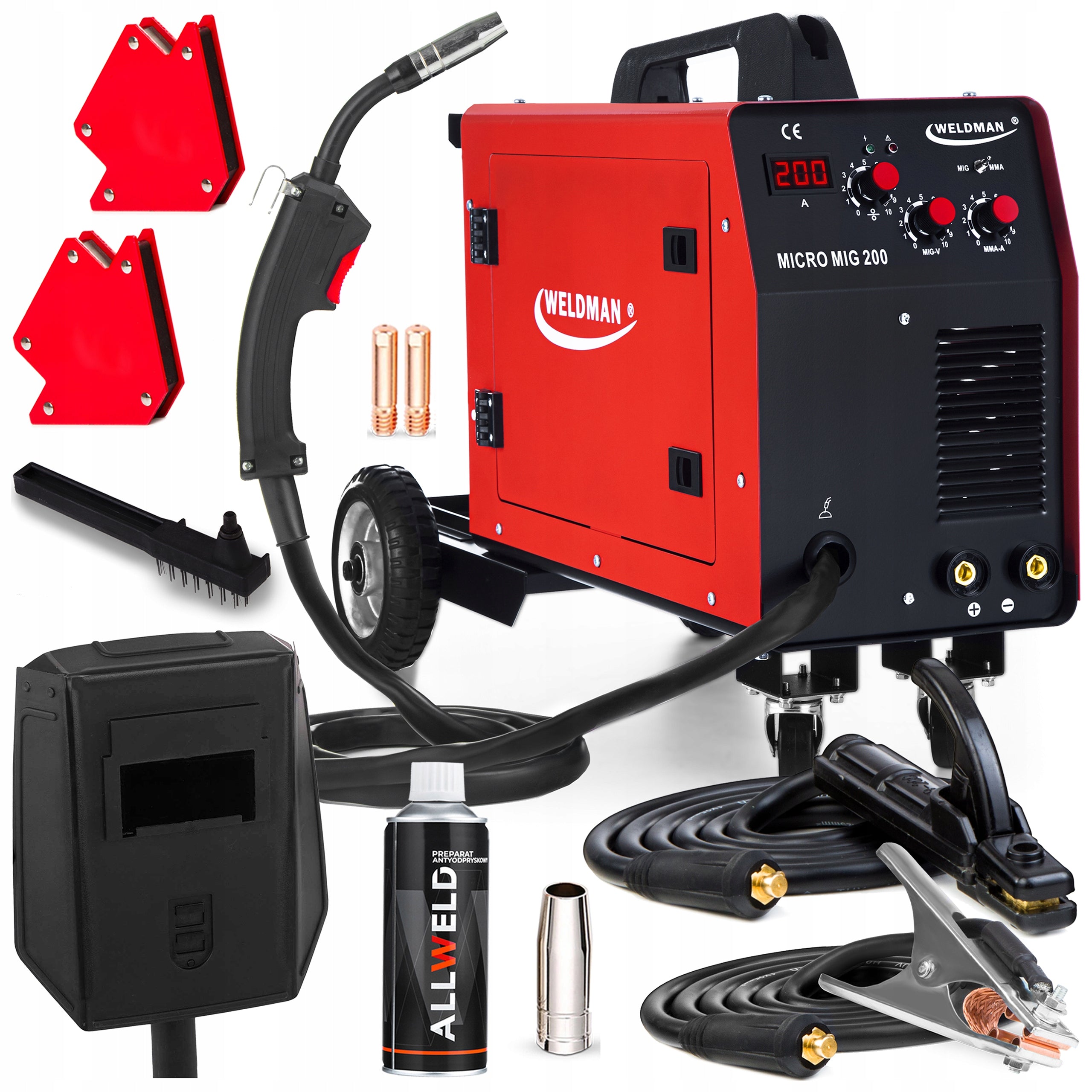WELDMAN MICRO MIG 200 MAG MMA ALUMINIUM IGBT 200A 230V WELDING MACHINE