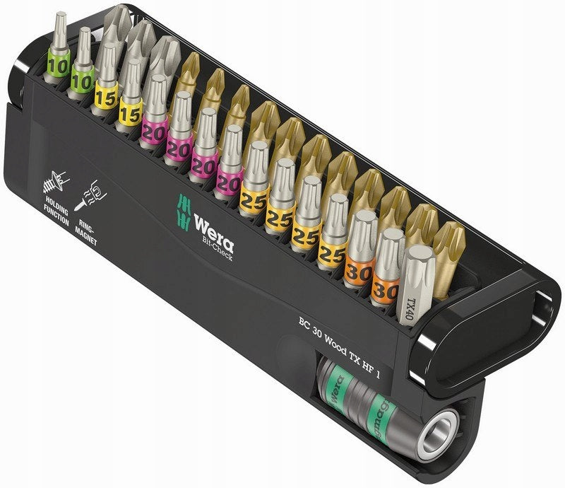 WERA BIT-CHECK 30 WOOD TX HF TORX BIT SET 30 EL RAPIDAPTOR FOR WOOD