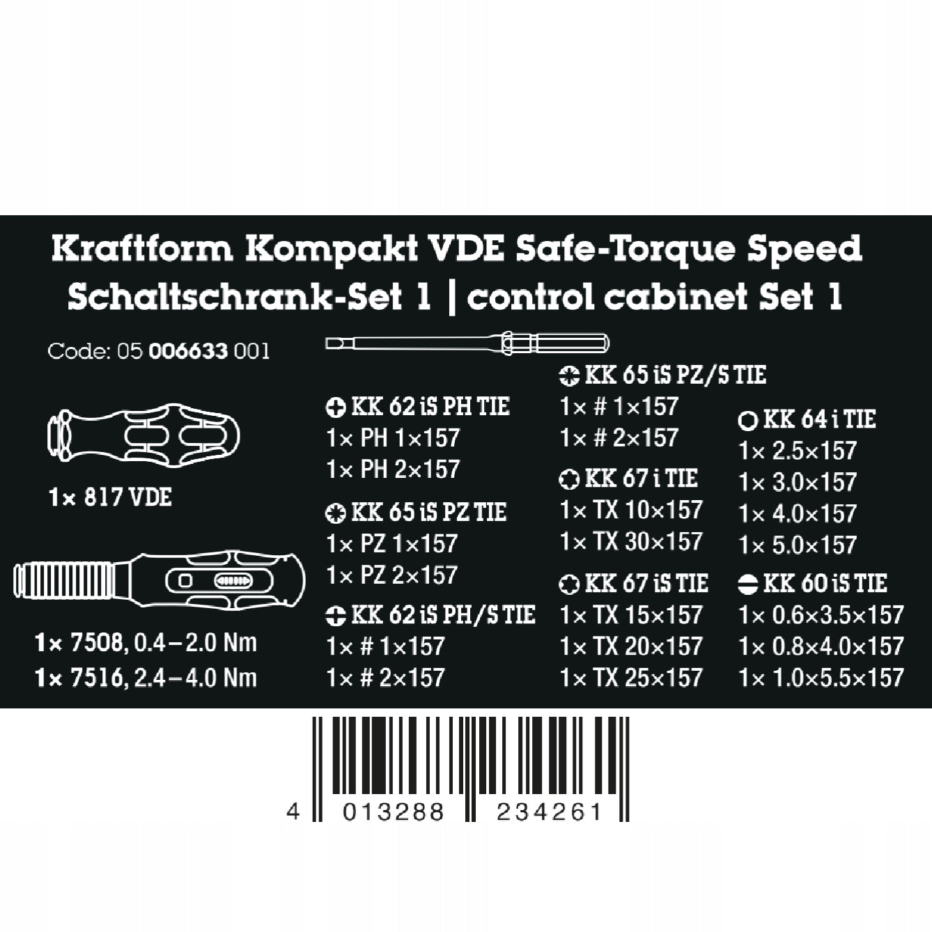 WERA Insulated screwdrivers VDE Kraftform Compact Safe-Torque 23pcs 05006633001 Manufacturer code 05006633001
