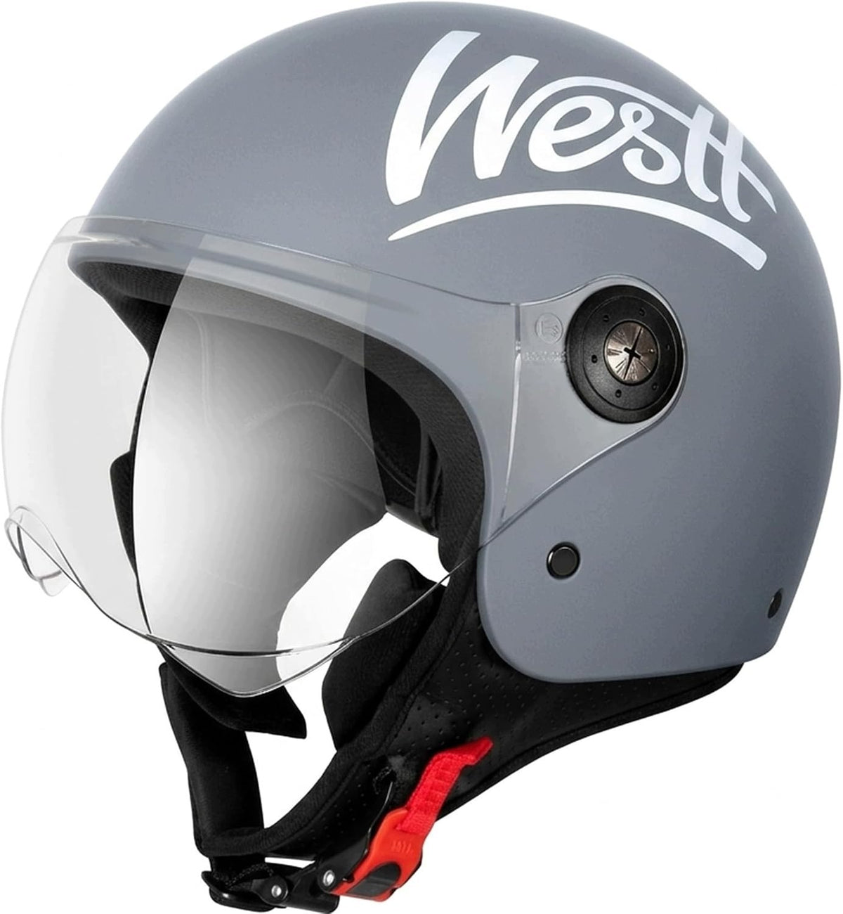 WESTT CLASSIC JET HELMET WITH FAST MOTORCYCLE SCOOTER GREY S 55-56CM