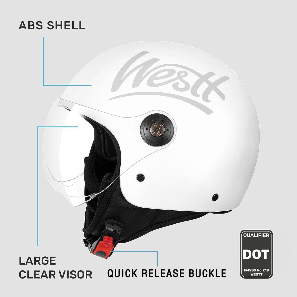 WESTT Classic Jet Helmet Motorcycle Helmet with visor Manufacturer no brand