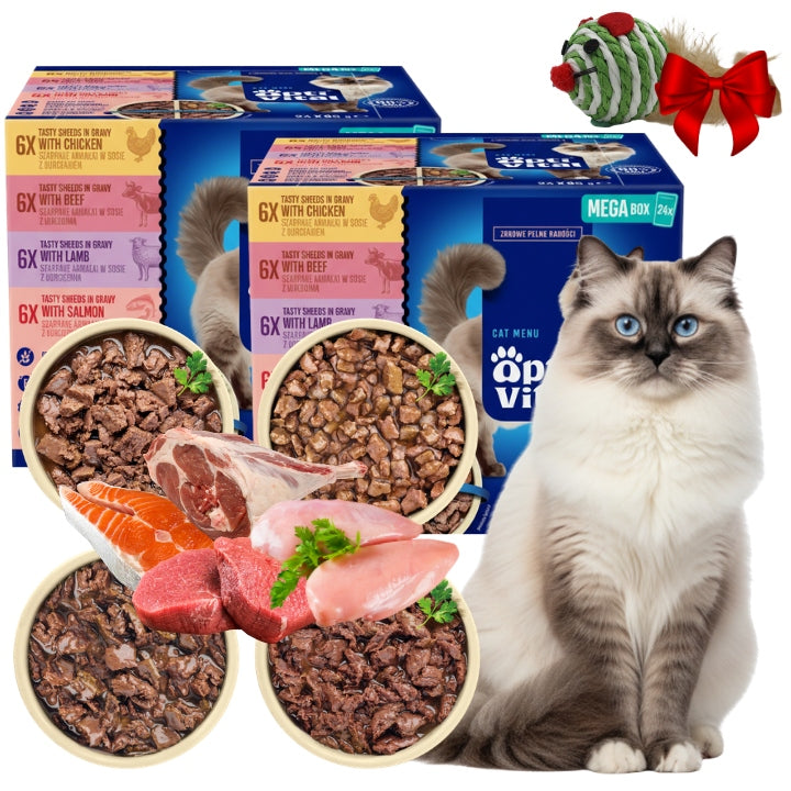 WET CAT FOOD OPTIVITAL 2X BOX SACHETS MIX 4 FLAVORS IN SAUCE 48X85G