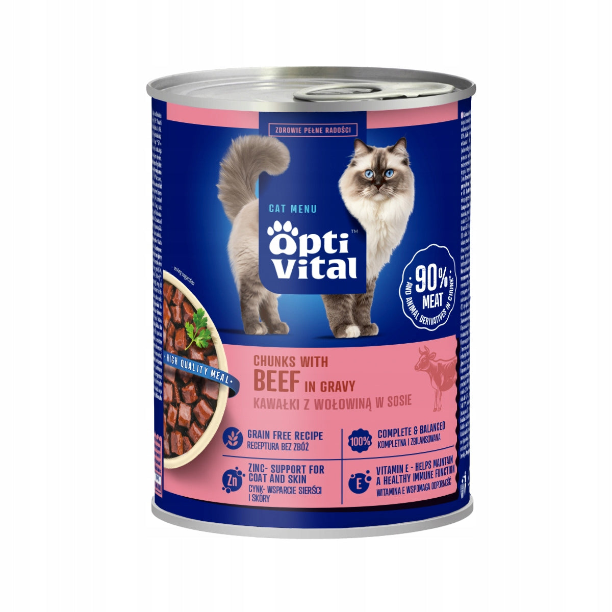 WET CAT FOOD PIECES WITH BEEF IN SAUCE CAN 415G OPTIVITAL Manufacturer code 6002