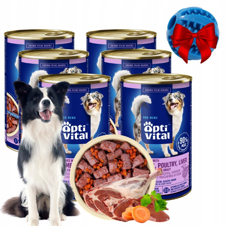 WET DOG FOOD WITH LAMB LIVER IN SAUCE OPTIVITAL CAN 6X1250G