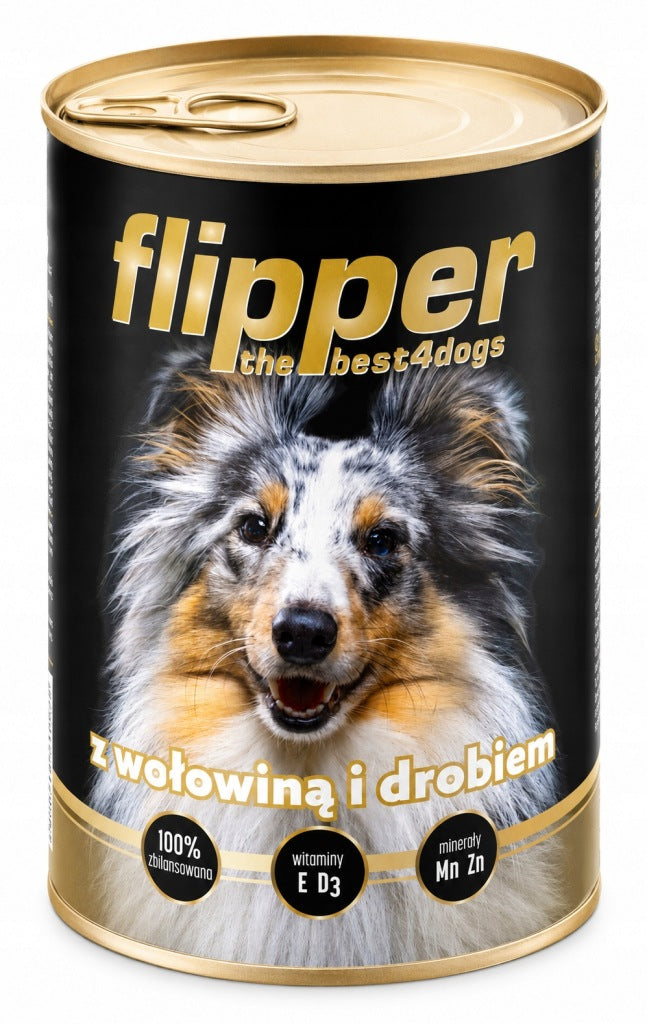 WET FOOD FLIPPER WITH BEEF POULTRY VALLEY NOTECI FOR DOG 12x400G Packaging status original