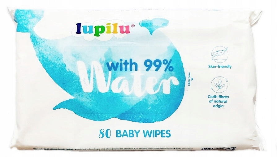 WET WIPES FOR CHILDREN 80pcs MOISTURIZED WATER Lupilu 99% Water