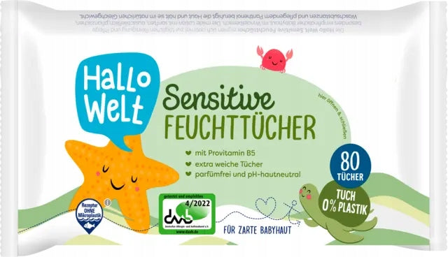 WET WIPES FOR CHILDREN Hallo Welt 80 PCS Sensitiwe wit B