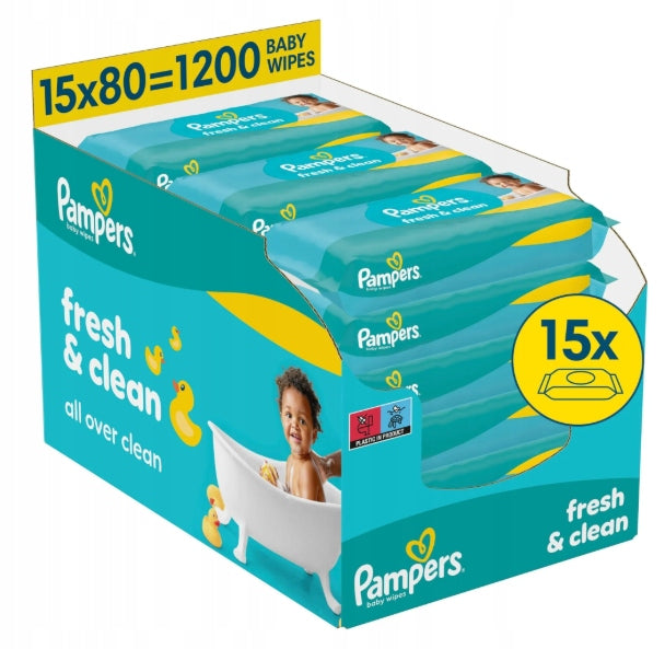 WET WIPES PAMPERS FRESH CLEAN 15 x 80PCS