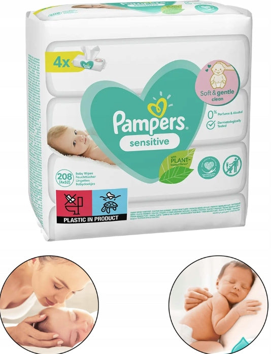 WET WIPES PAMPERS SENSITIVE 4 X 52 PCS = 208 PCS Manufacturer code DIOPMPADP0027