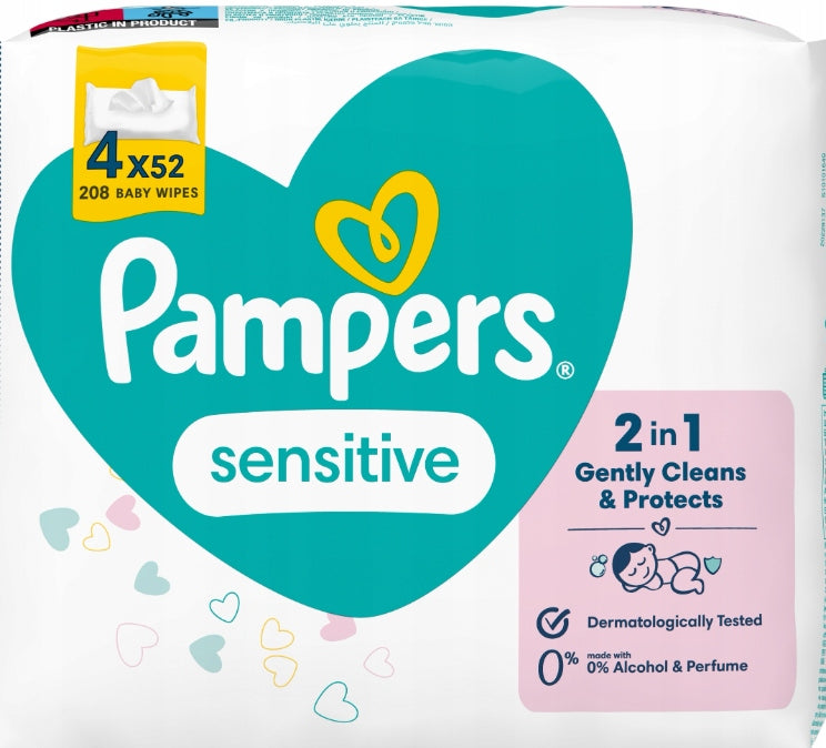 WET WIPES PAMPERS SENSITIVE 4 X 52 PCS = 208 PCS